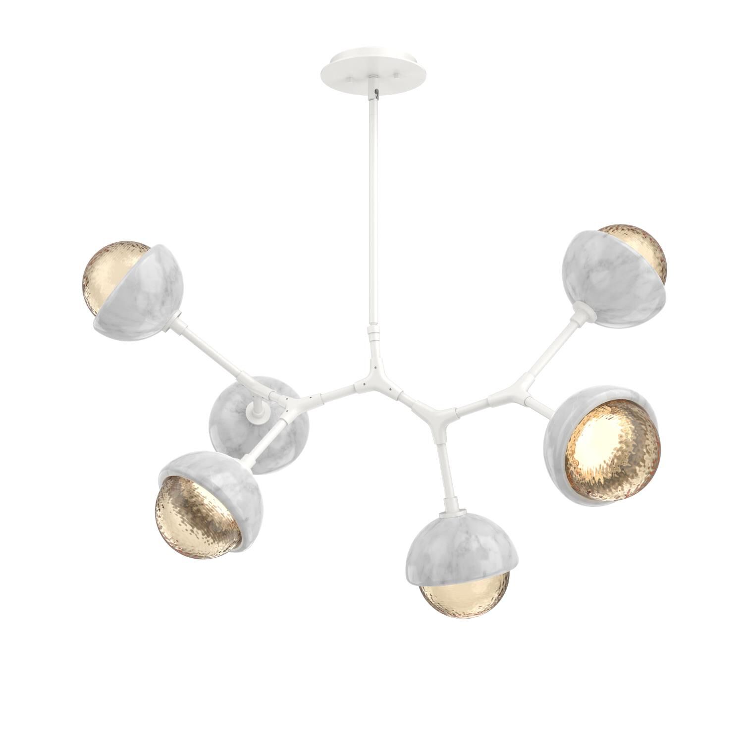 Shown in Salt White finish and Amber glass and White Marble accent