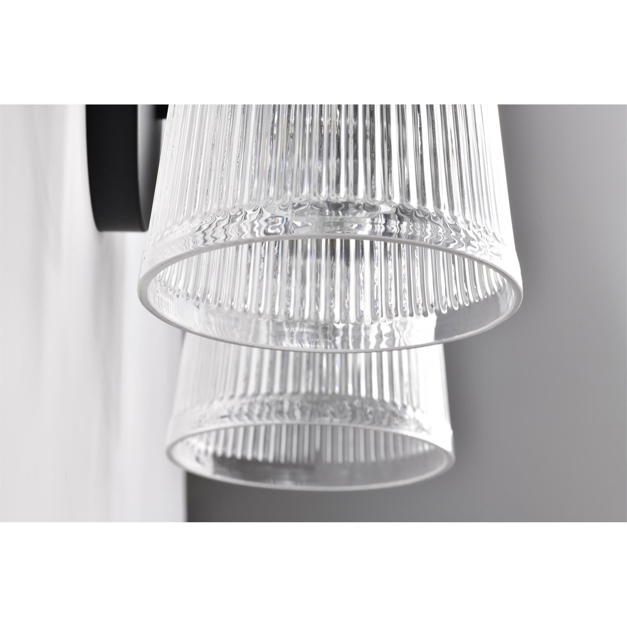 Shown in Matte Black finish and Clear Ribbed glass