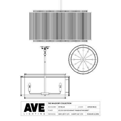 Avenue Lighting Waldorf 34 Inch 12 Light Chandelier by Avenue Lighting