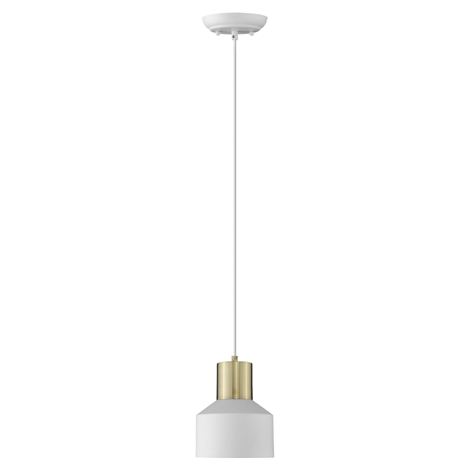 Shown in White finish and White glass and White Metal Drum shade