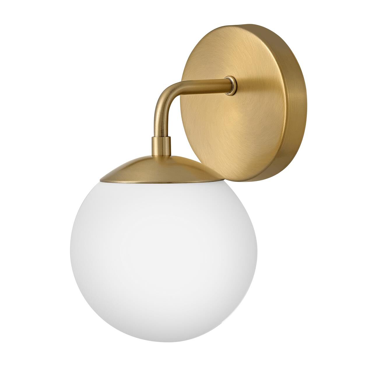 Shown in Lacquered Brass finish and White glass