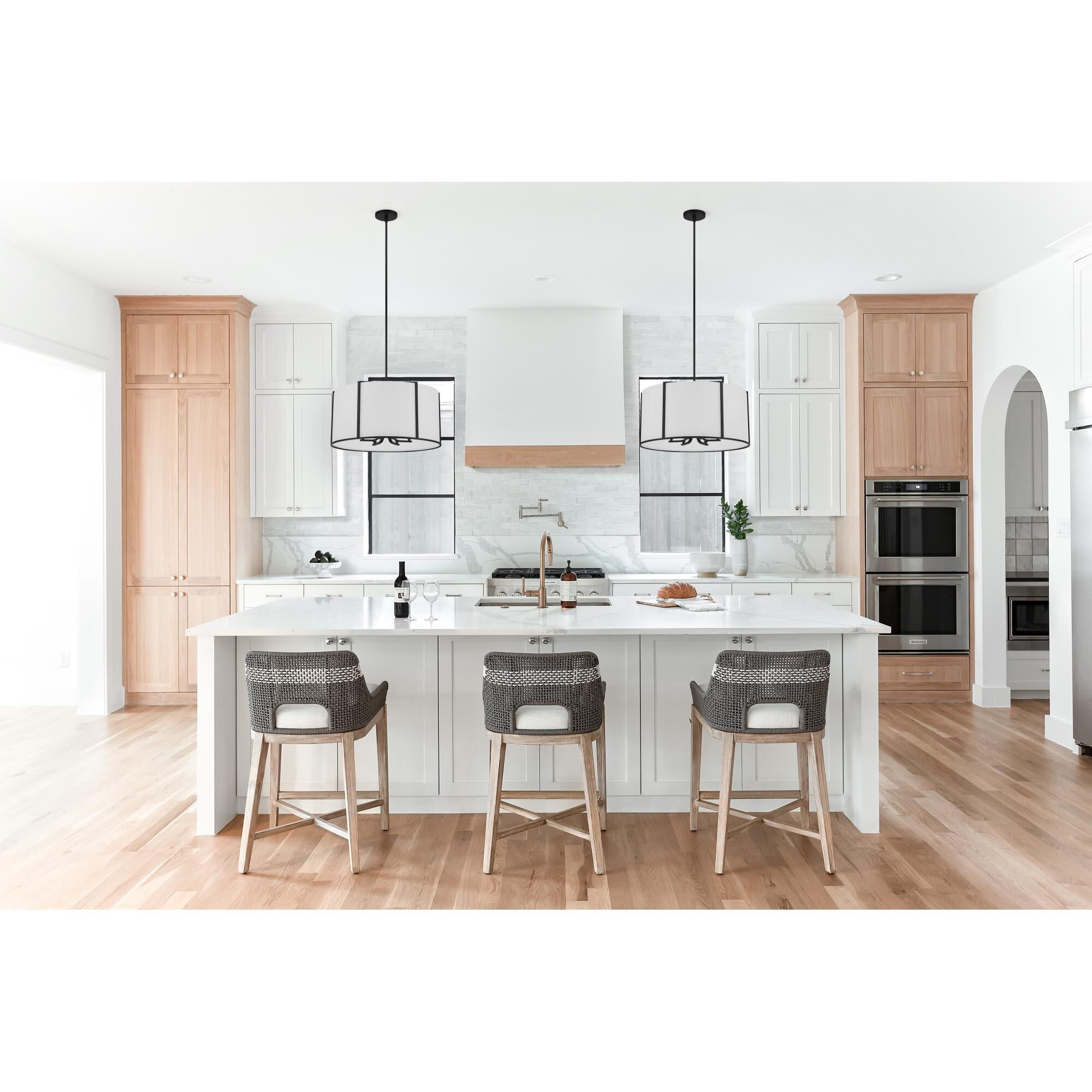 Shown in Black finish and Fabric shade