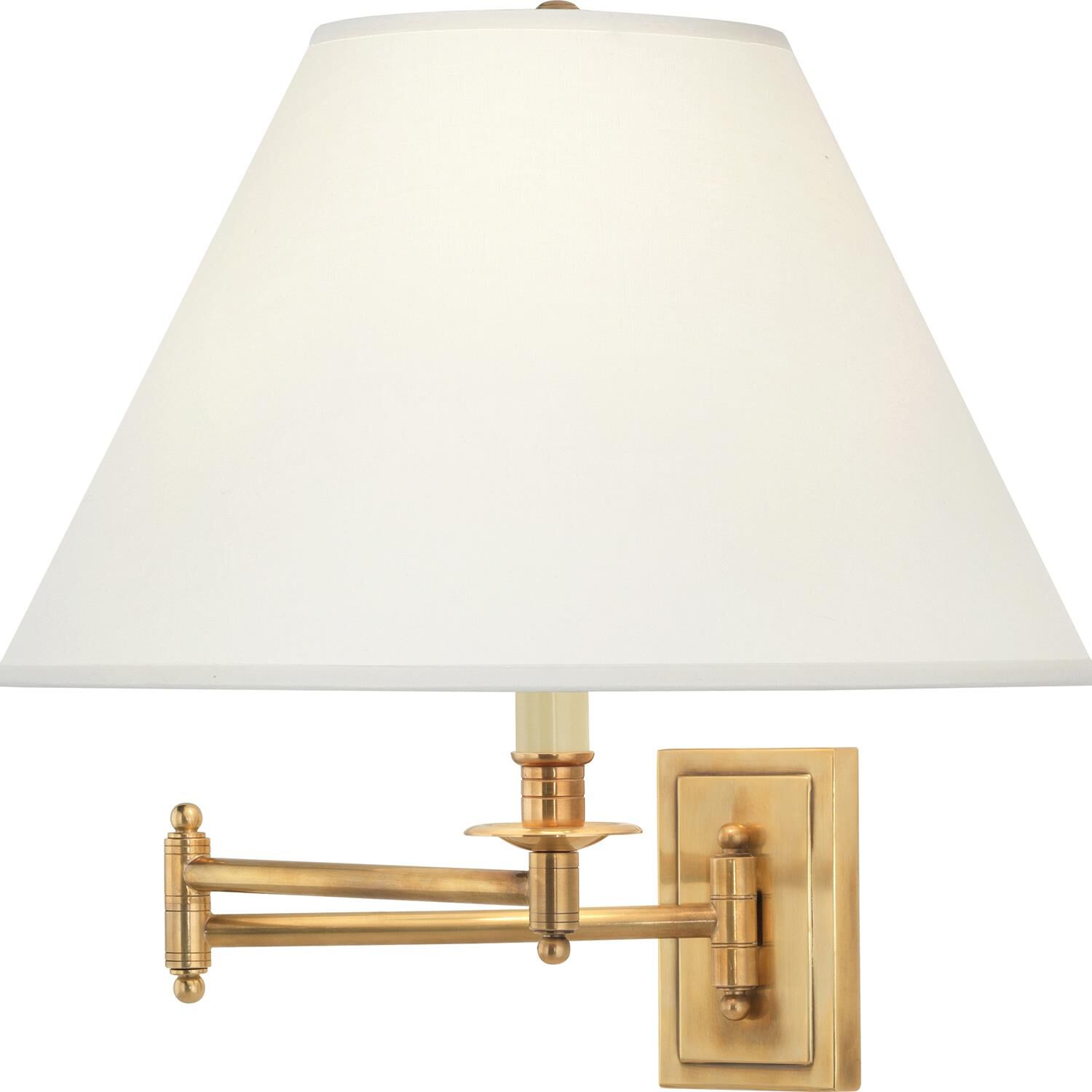 Shown in Antique Brass  finish and Ascot Bone Fabric shade