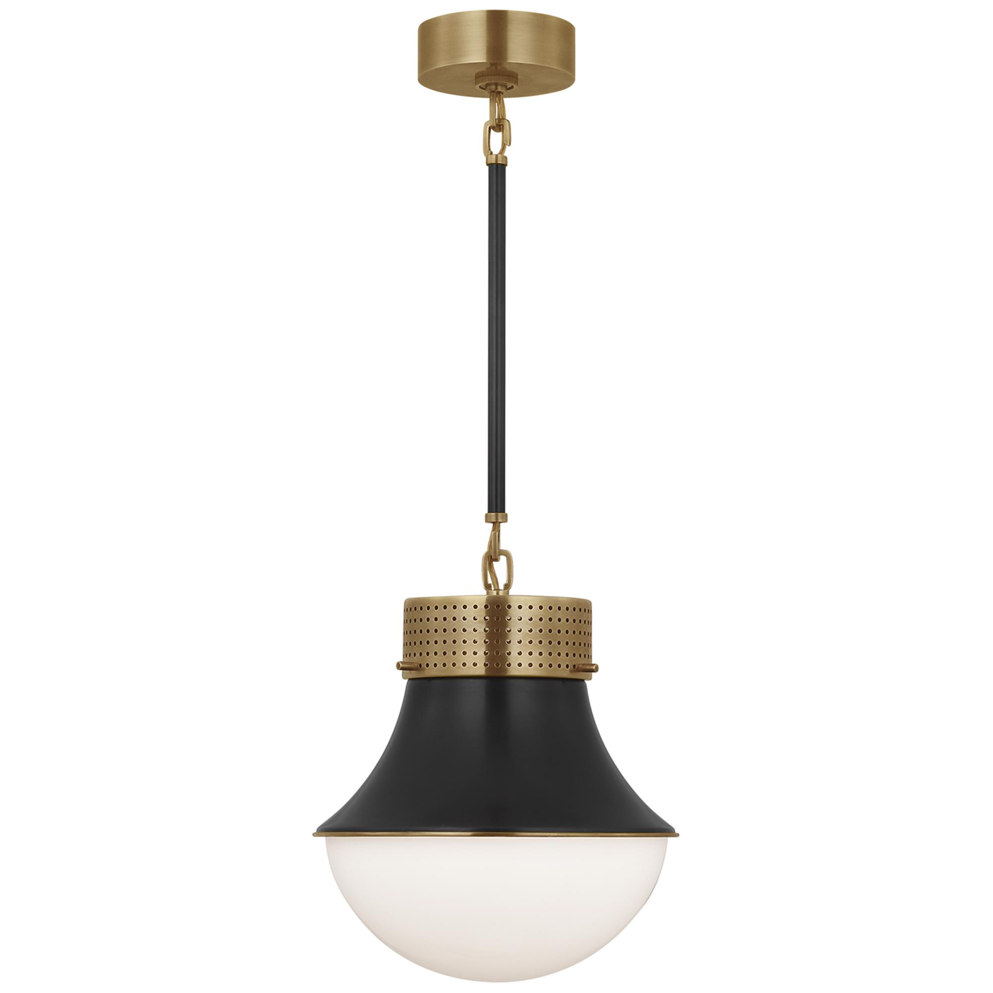 Shown in Antique Burnished Brass and Bronze finish and White glass