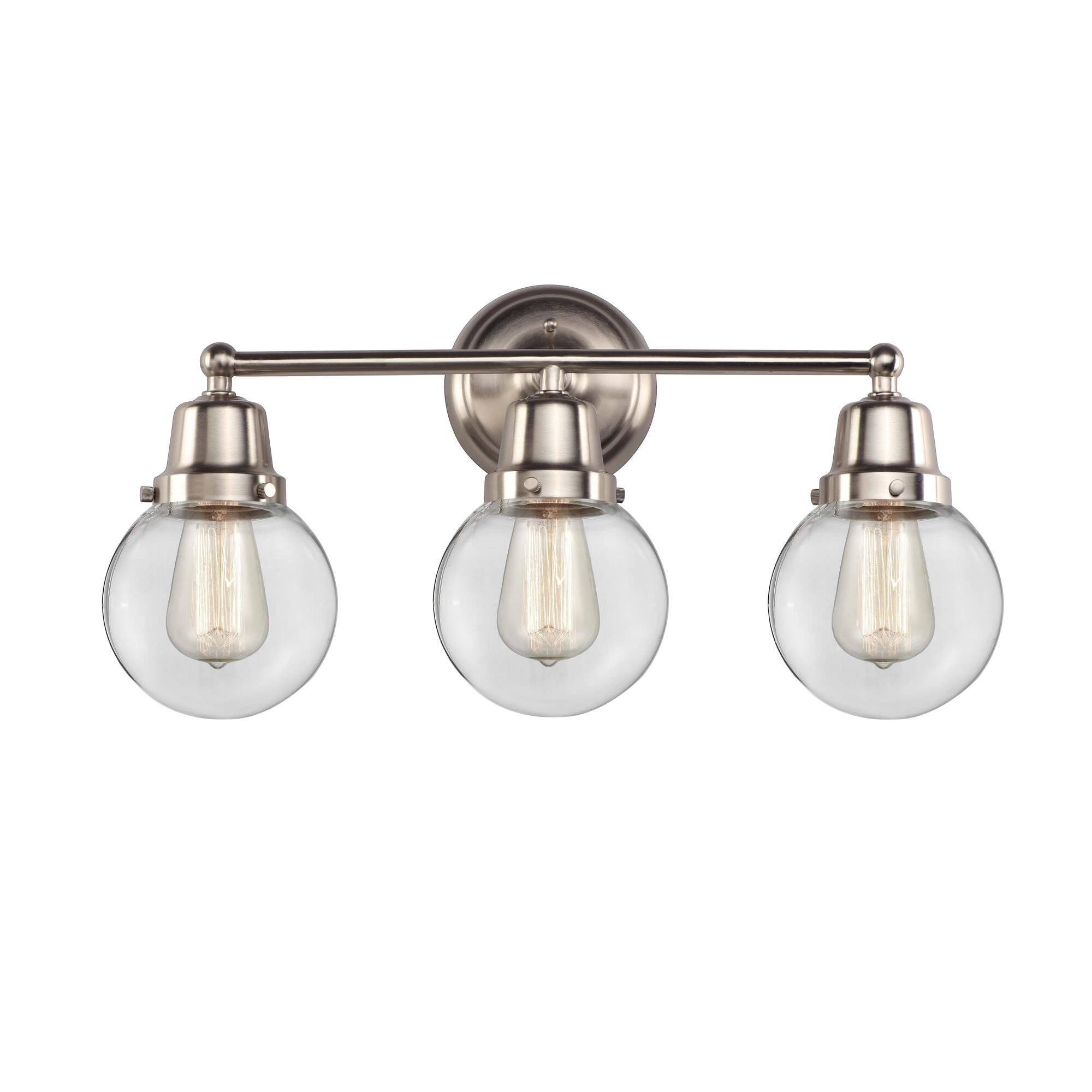 Shown in Brushed Satin Nickel finish and Clear glass