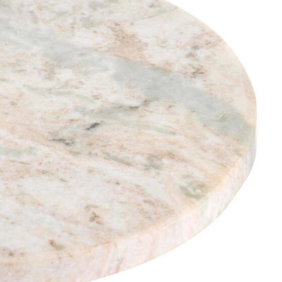Close-up detail of the marble surface of the accent table top.