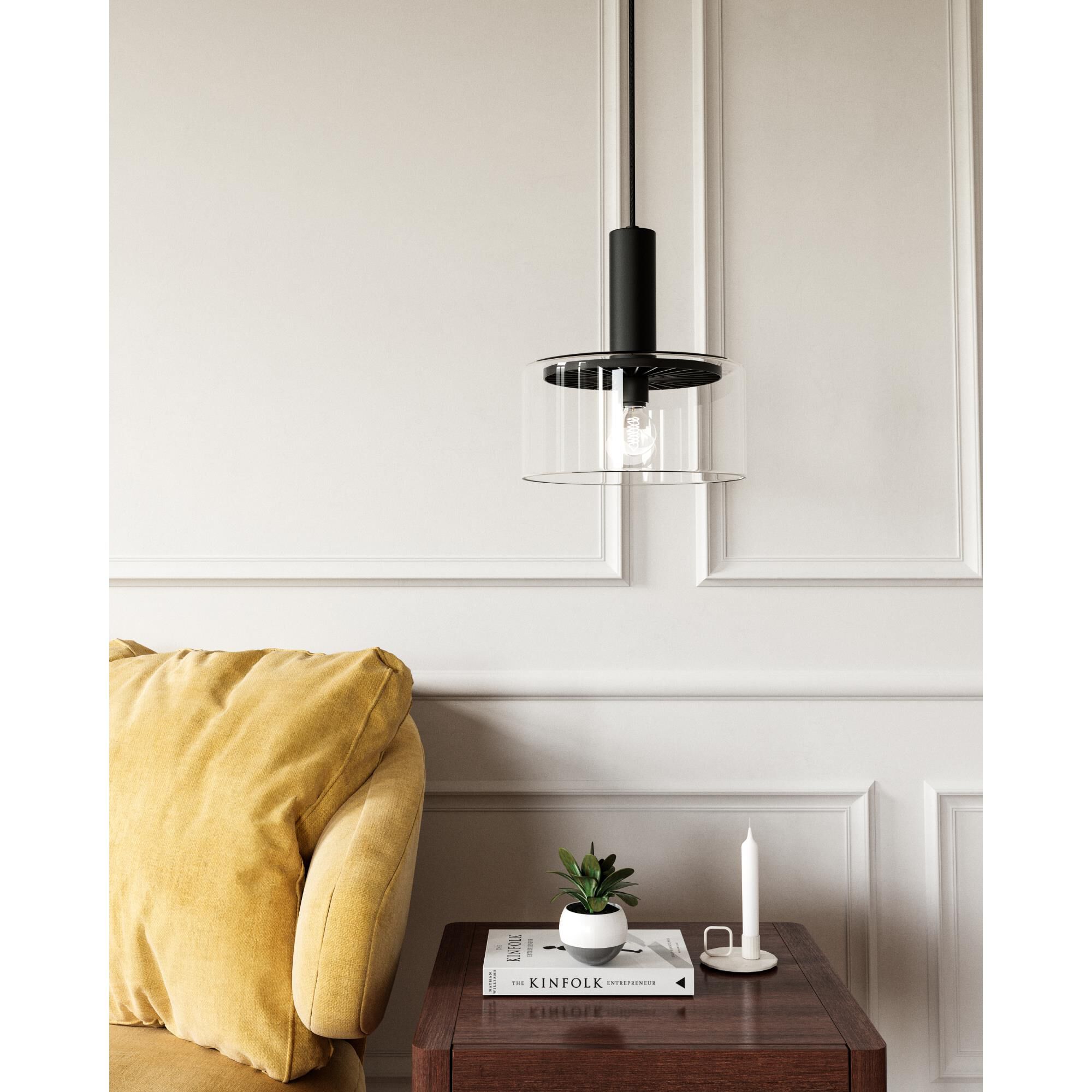 Shown in Matte Black finish and Clear glass