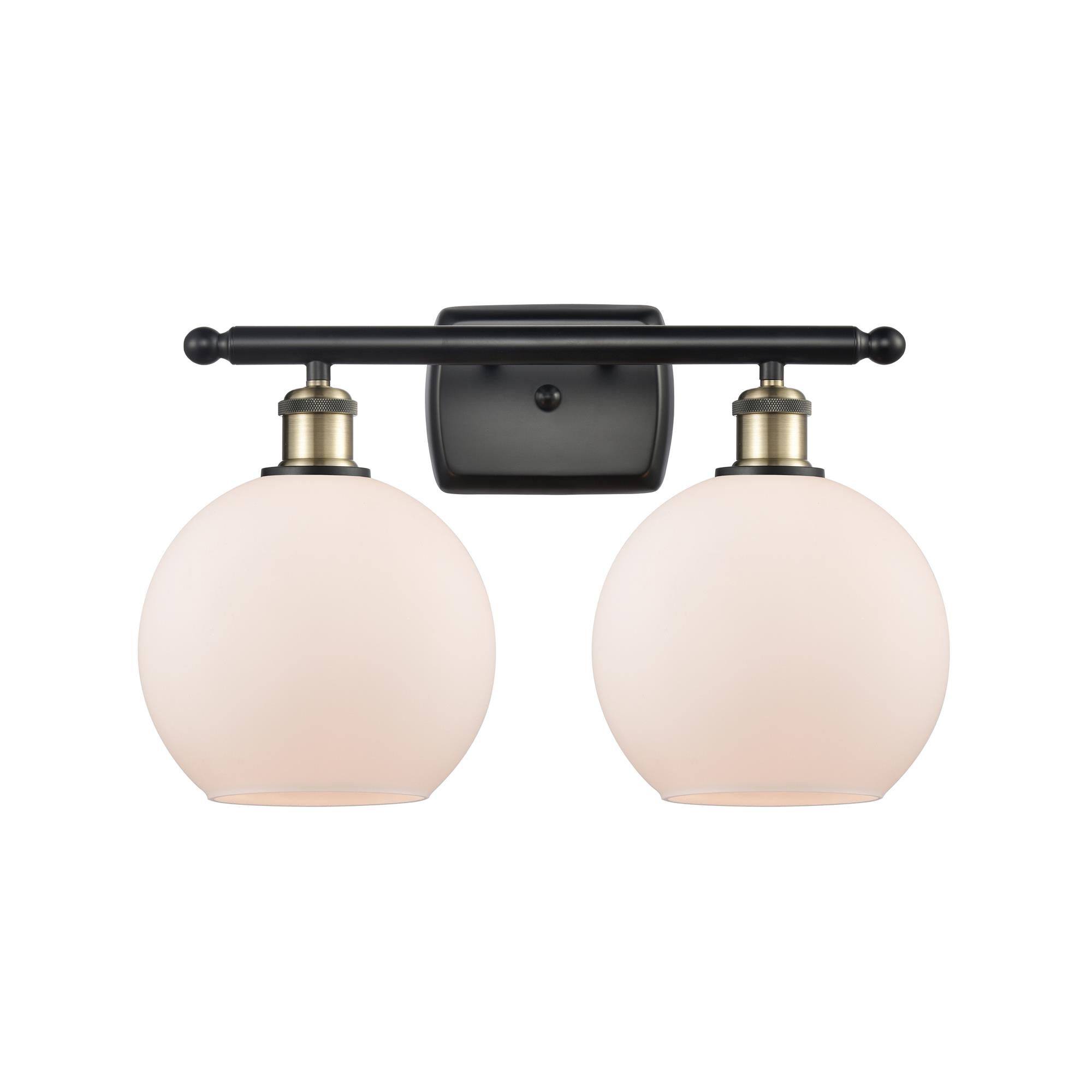 Shown in Black Antique Brass finish and Cased Matte White glass