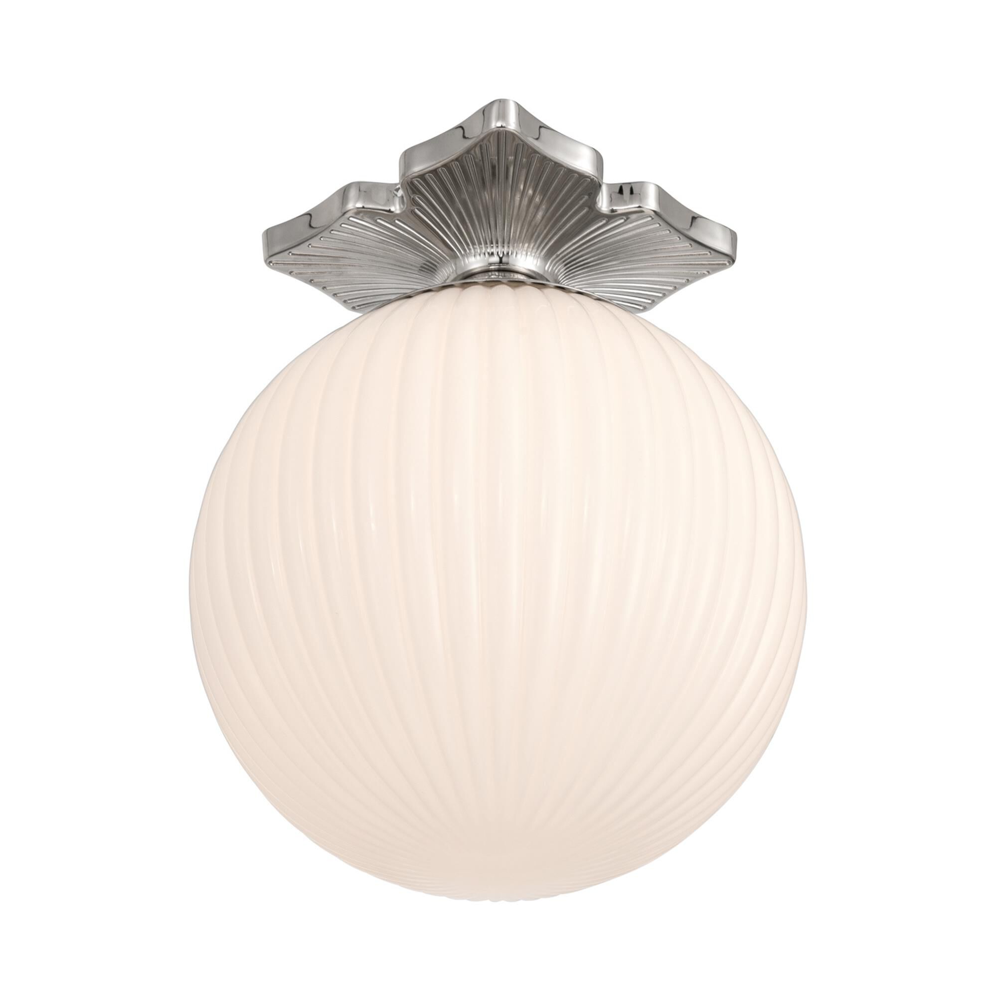 Shown in Polished Nickel finish and Ribbed glass and Ribbed Glass shade