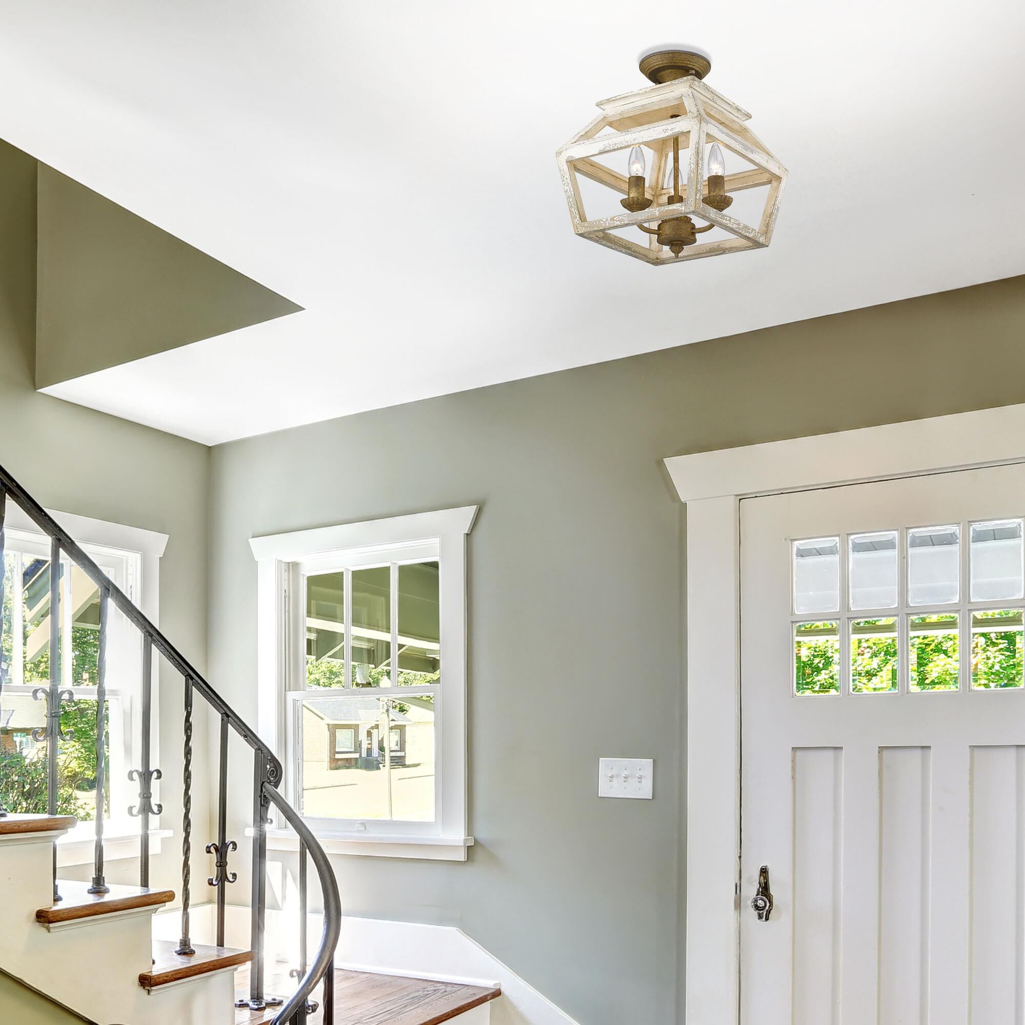 Haiden 12 Inch 3 Light Semi Flush Mount by Golden Lighting