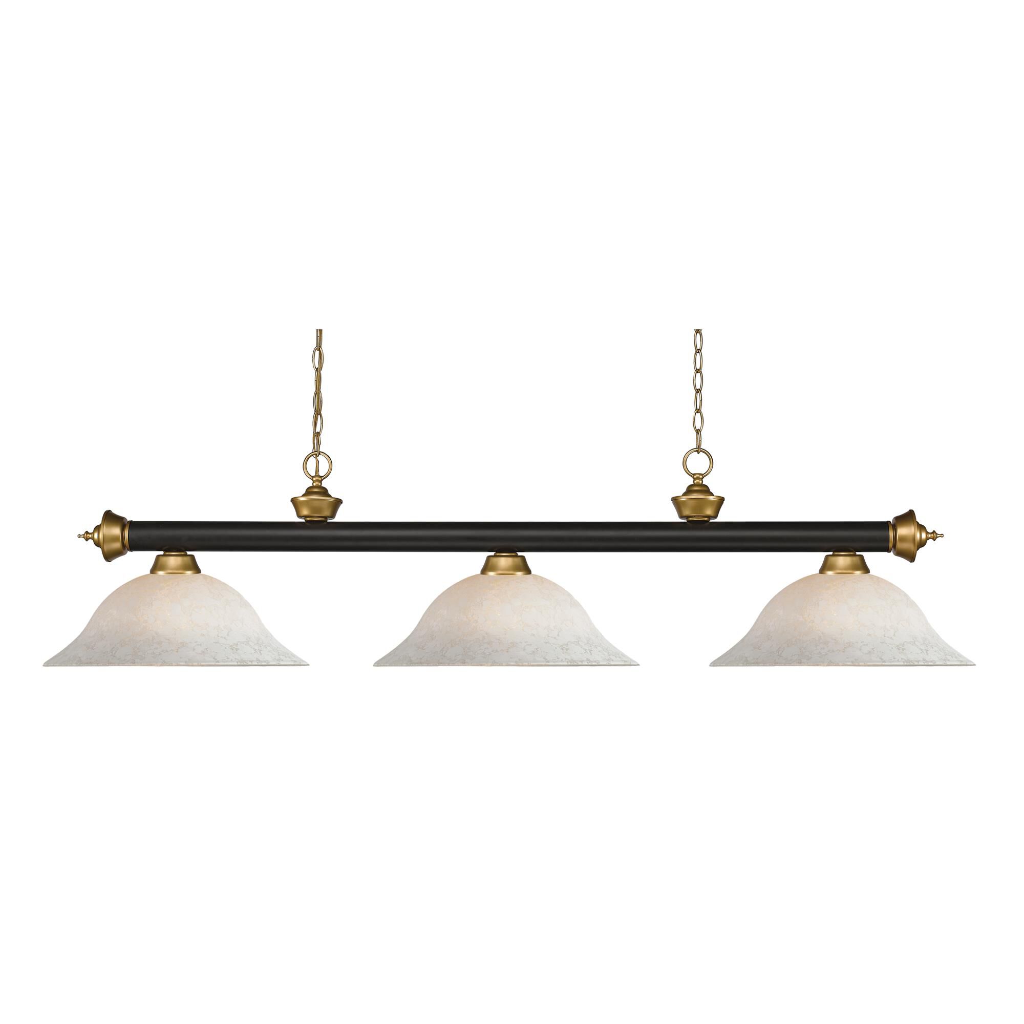 Shown in Bronze + Satin Gold finish and Glass shade