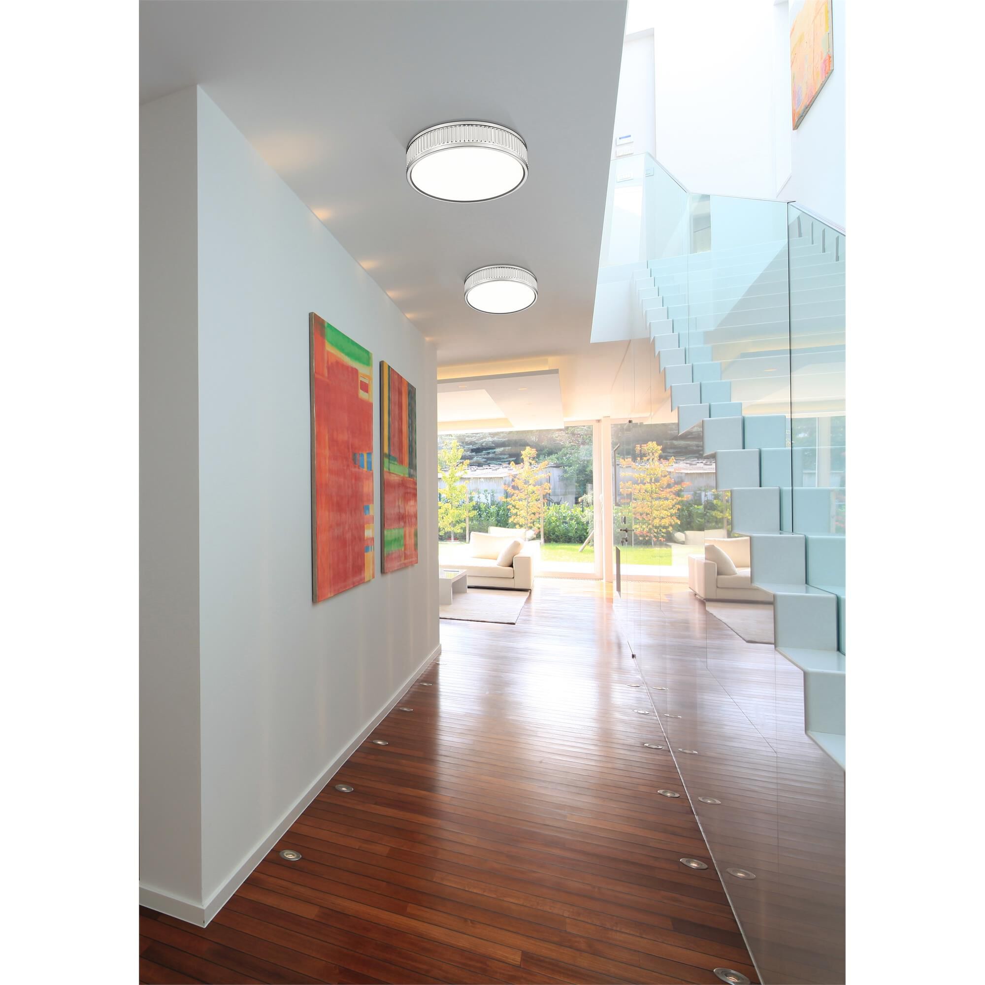 Shown in Brushed Nickel finish and Frosted glass and Frosted shade