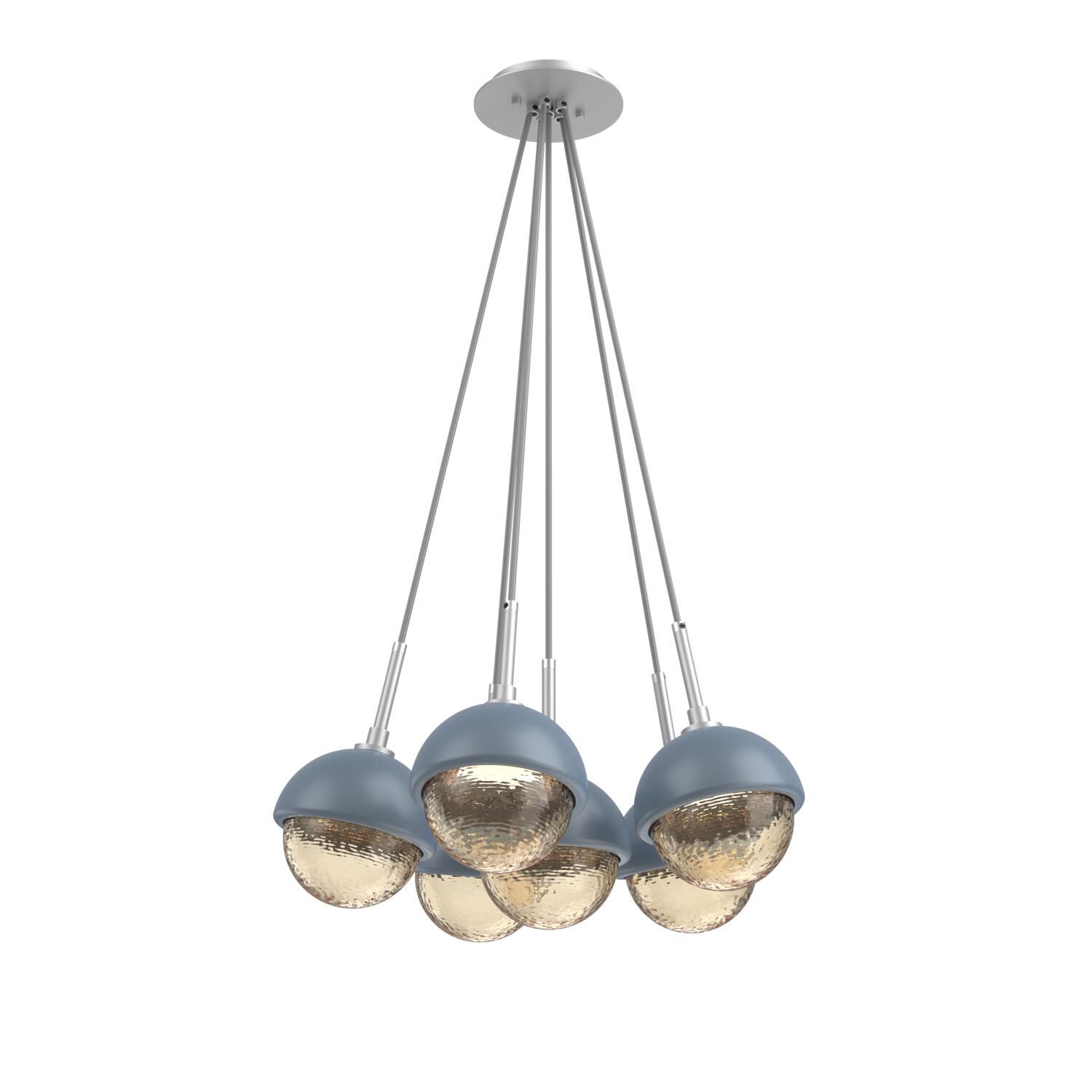 Shown in Classic Silver finish and Amber glass and Poppy Blue accent