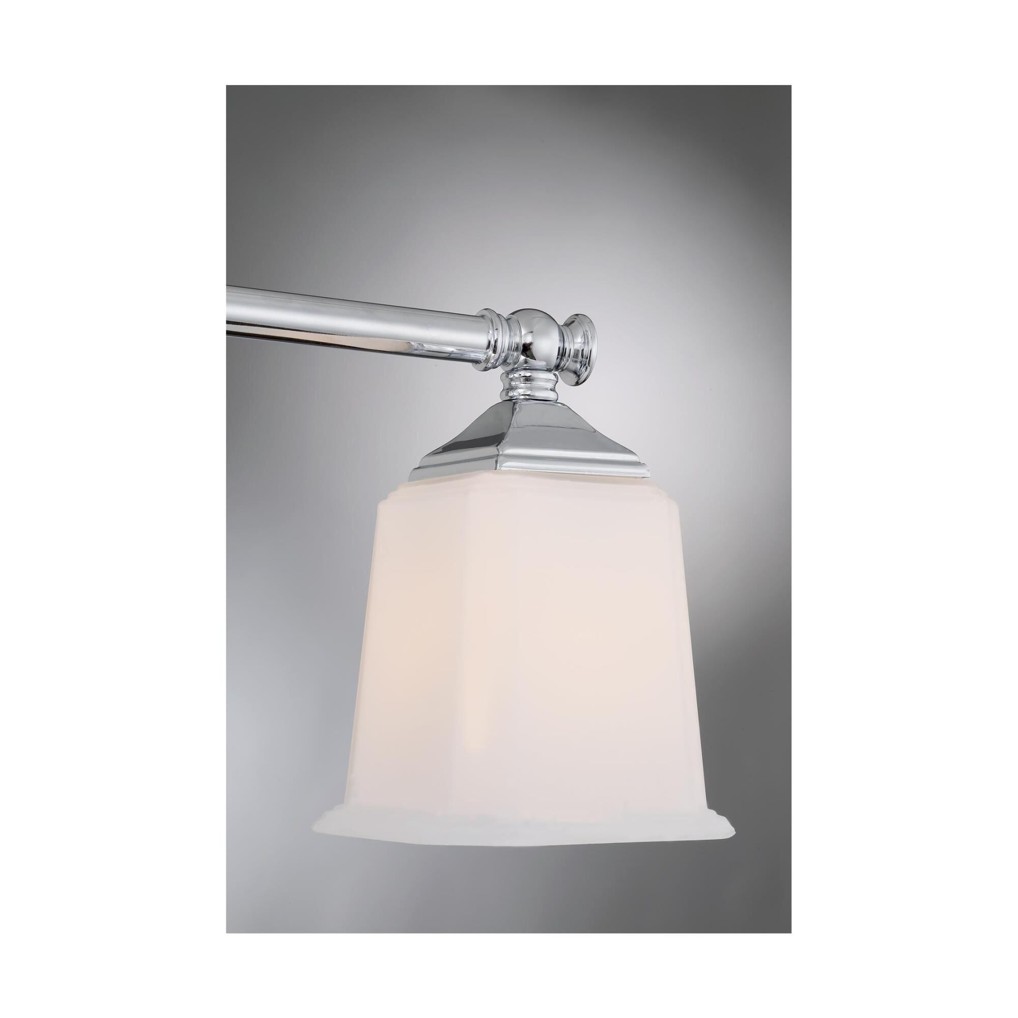 Shown in Polished Chrome finish and Opal Etched glass