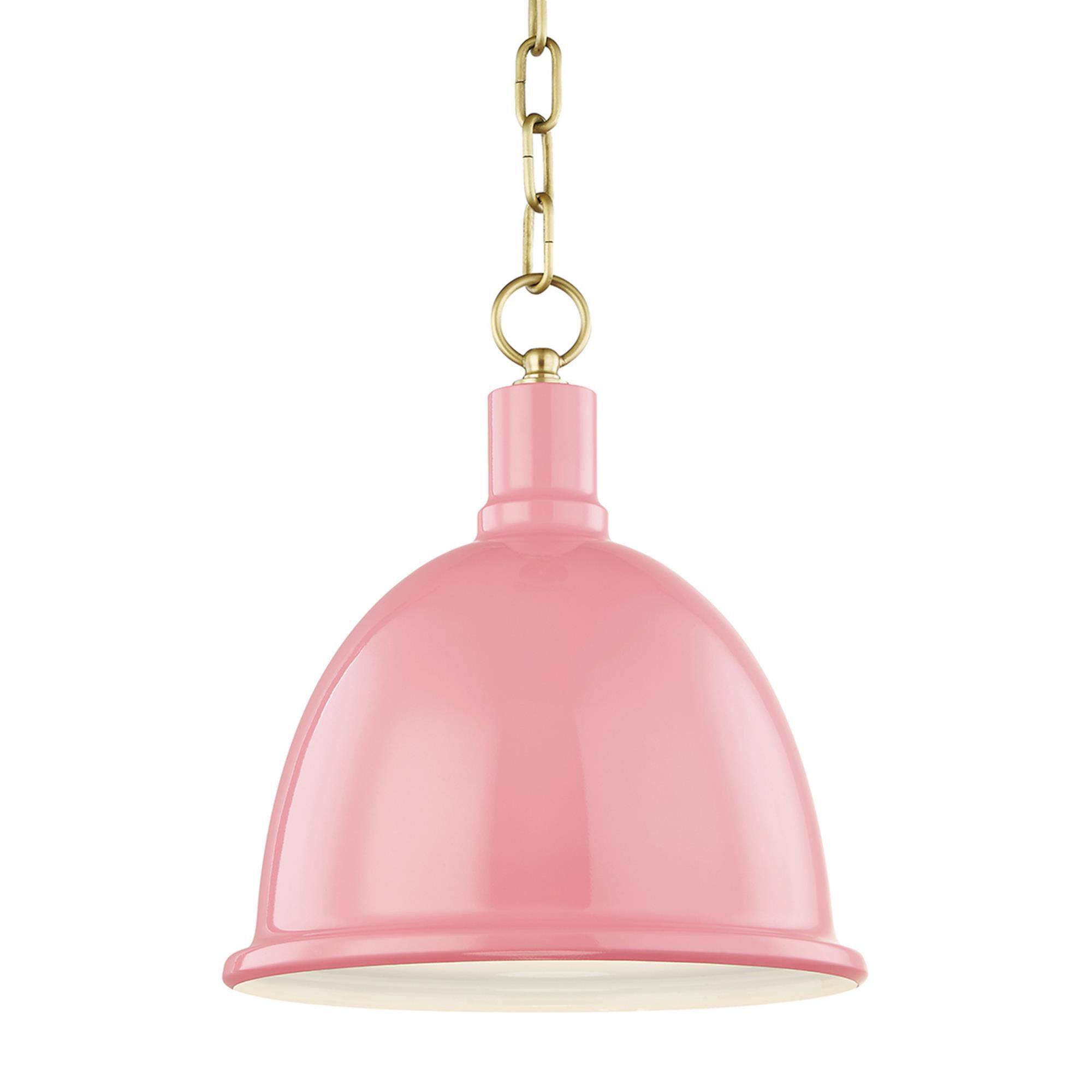 Shown in Aged Brass-Pink finish and Pink Metal shade