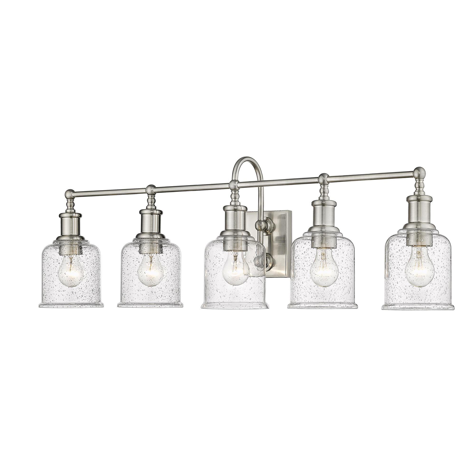 Shown in Brushed Nickel finish and Glass shade