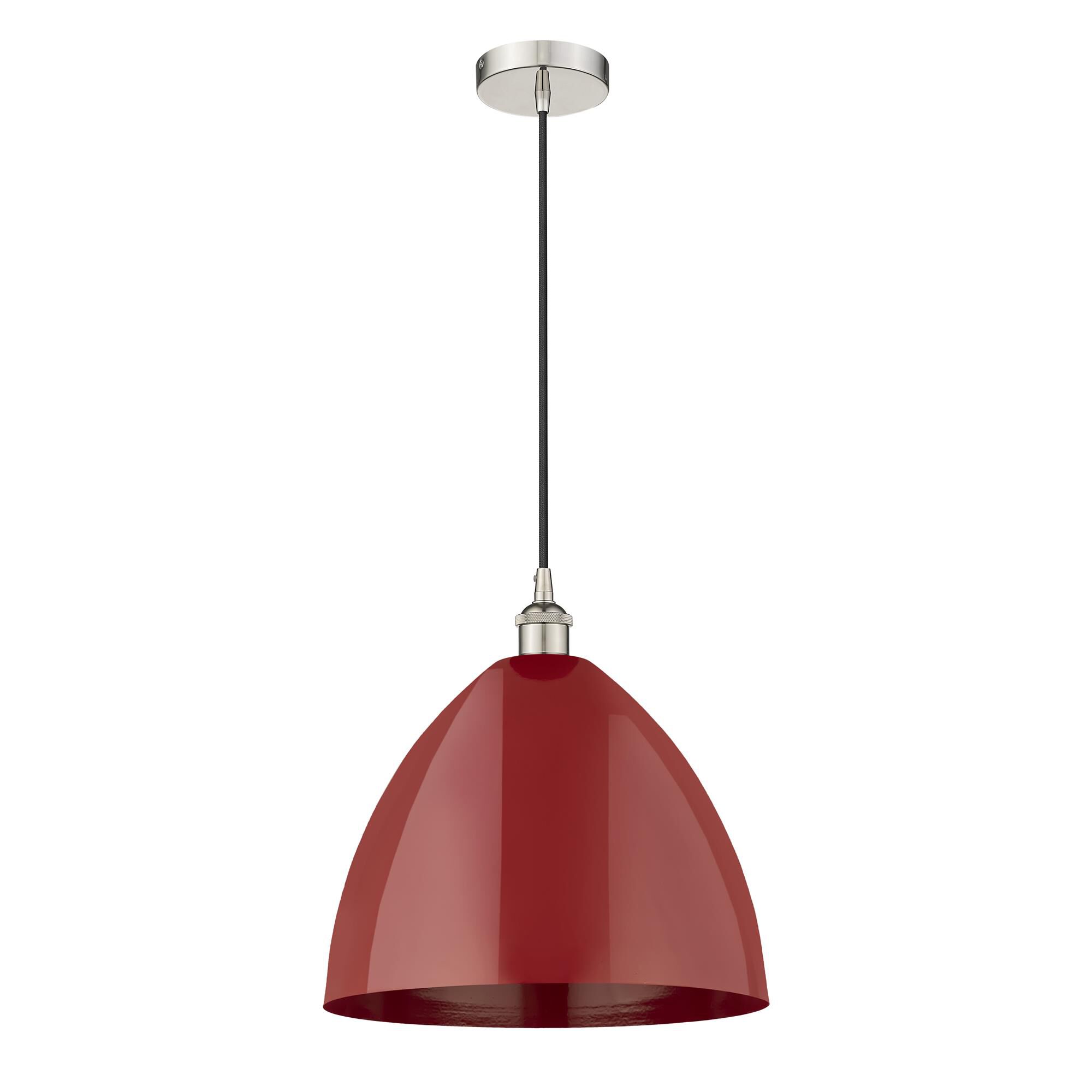 Shown in Polished Nickel finish and Red Plymouth Dome shade