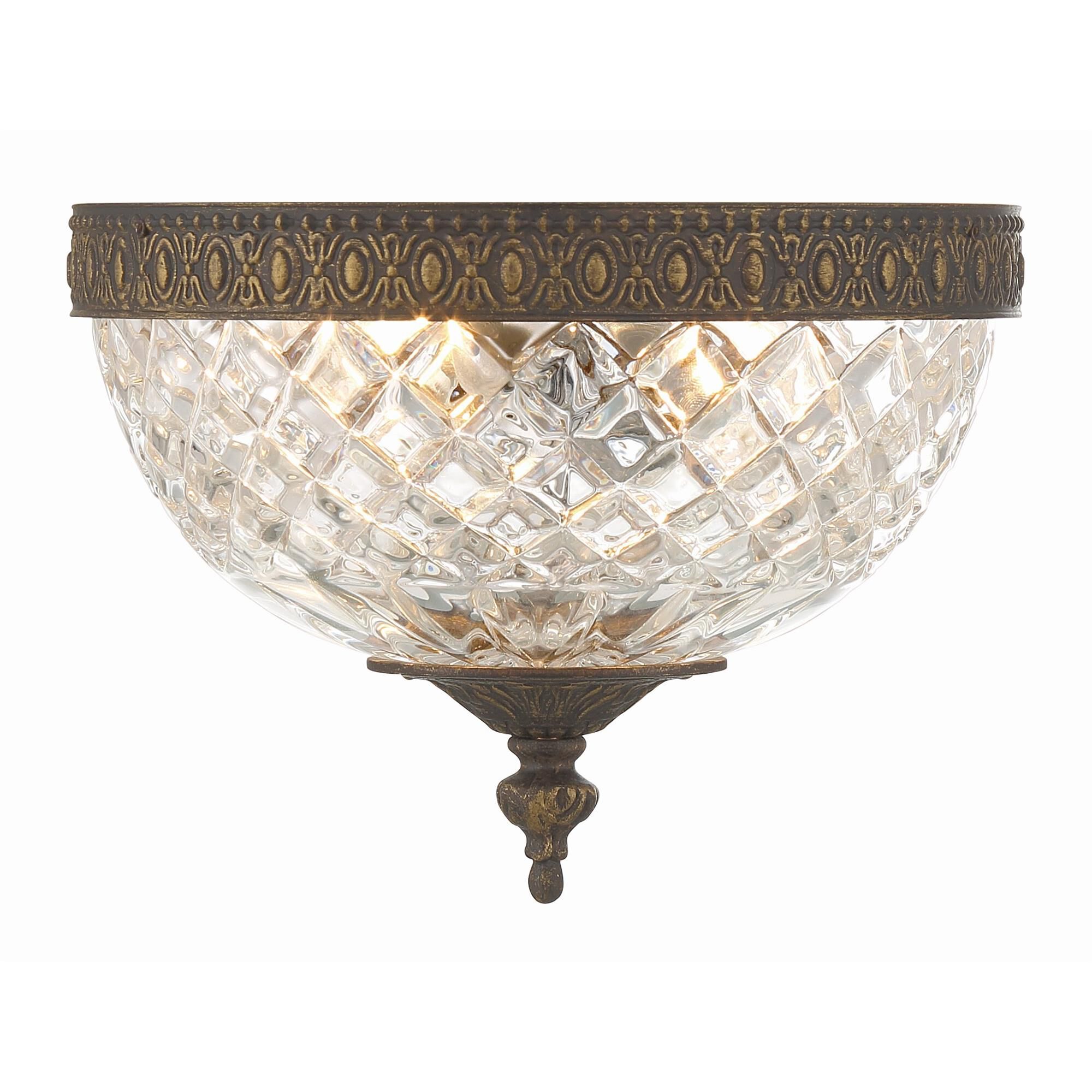 Shown in English Bronze finish and Lead Crystal glass and Lead Crystal shade