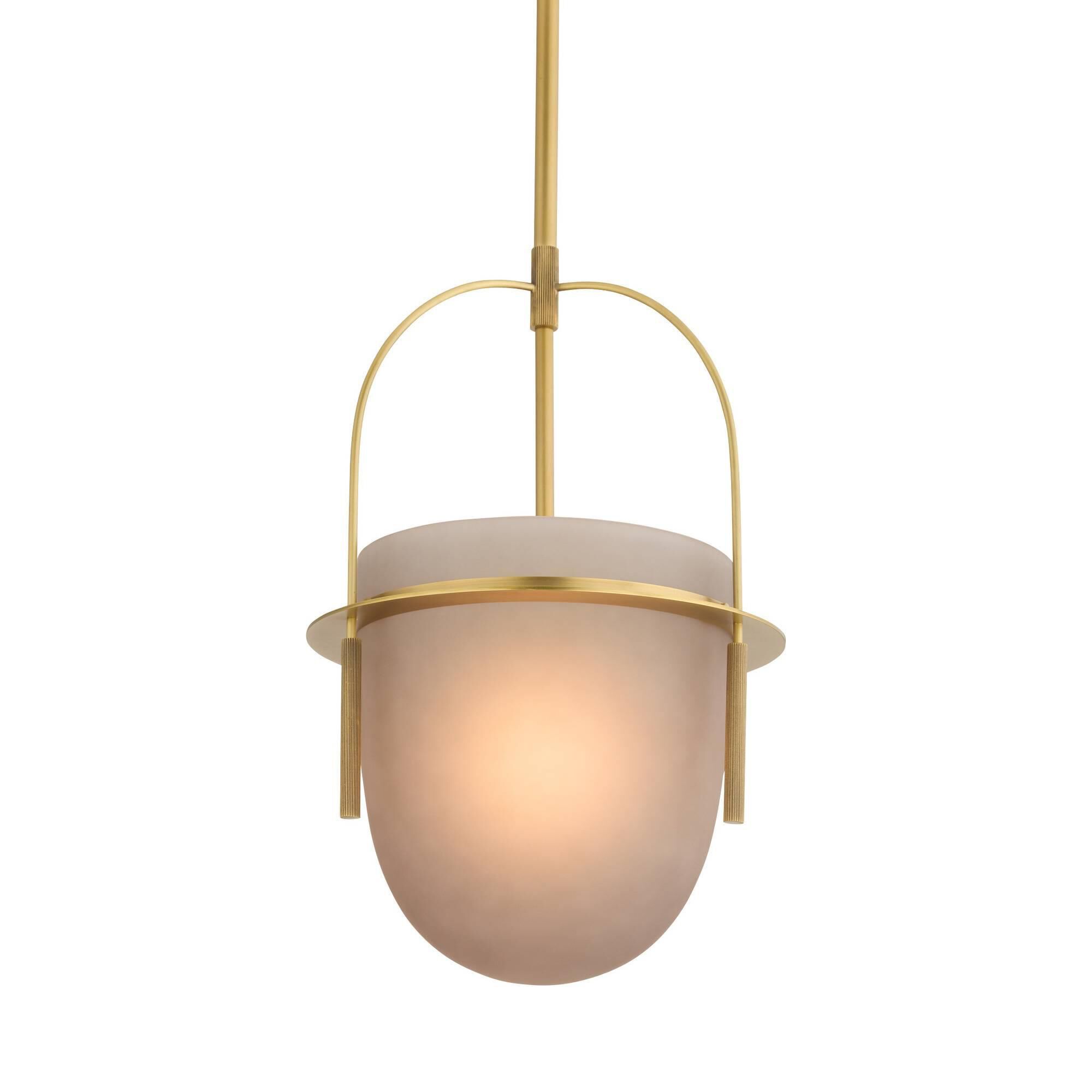 Shown in Antique Brass finish and Frosted Smoke glass