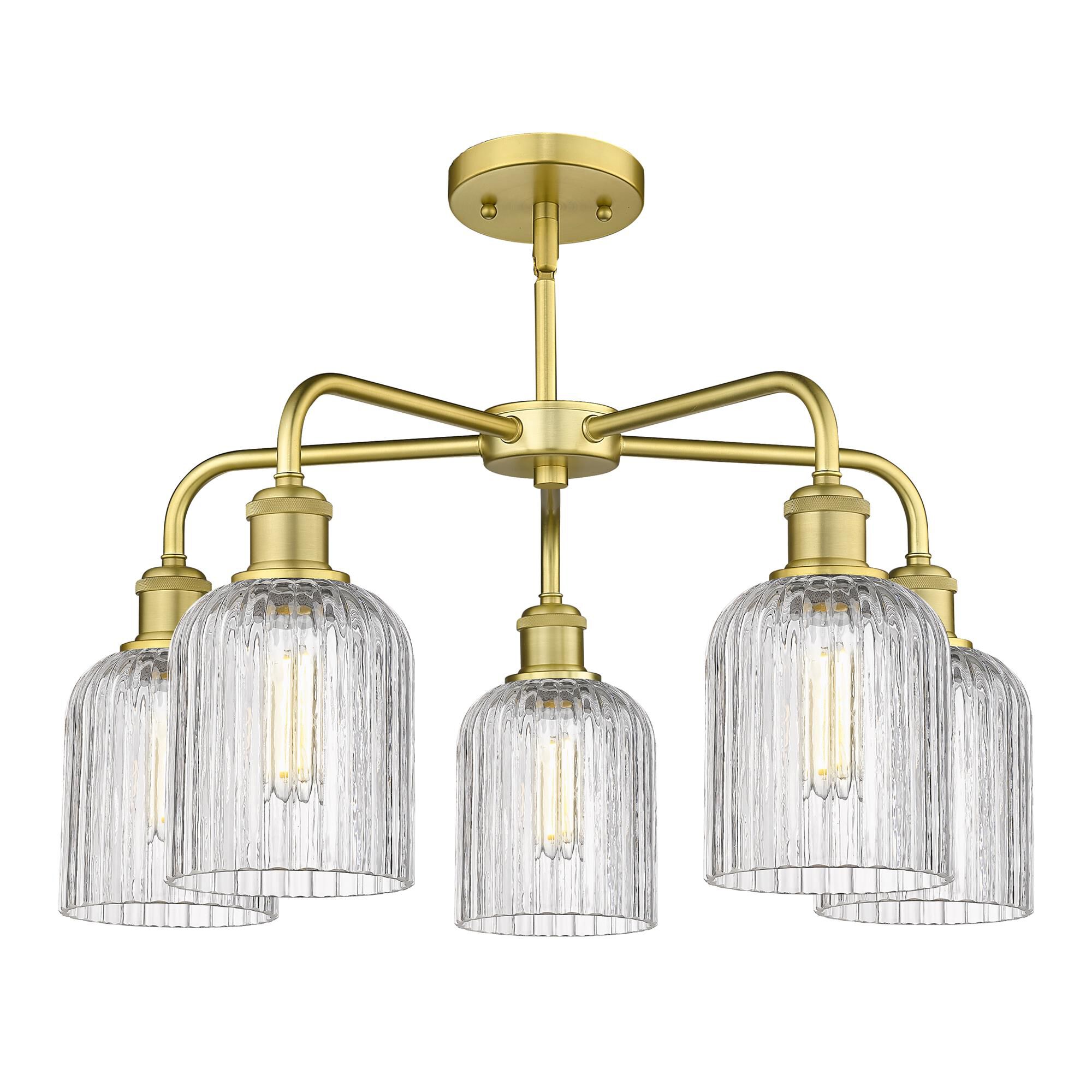 Shown in Satin Gold finish and Clear glass