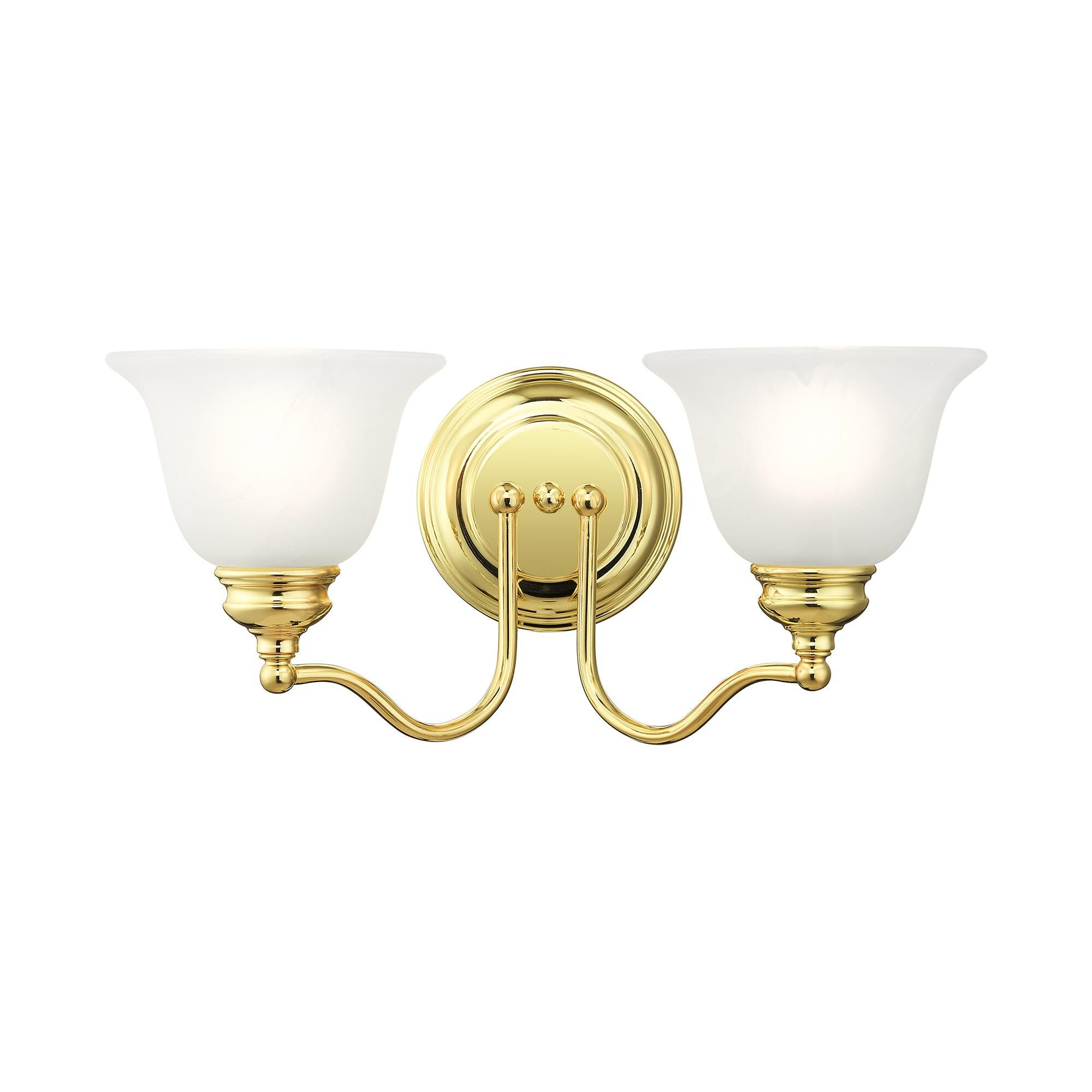 Shown in Polished Brass finish and White Alabaster glass