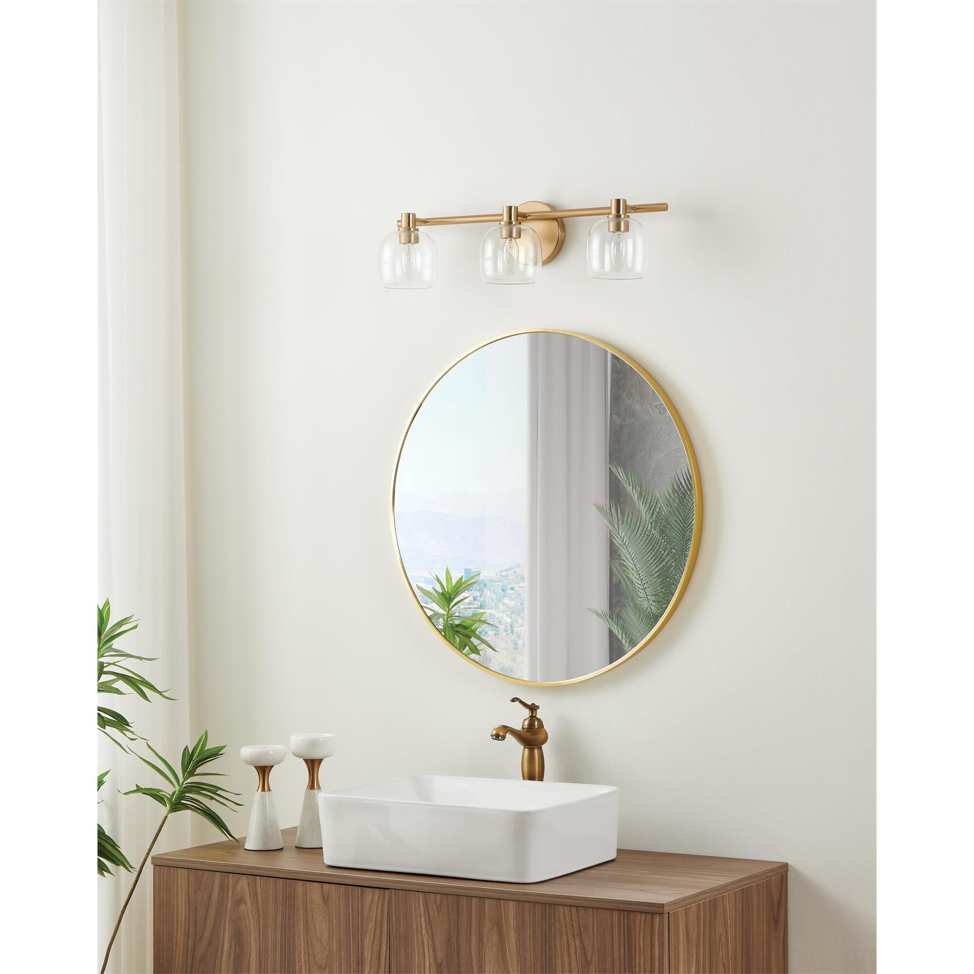 Shown in Champagne Gold finish and Clear glass