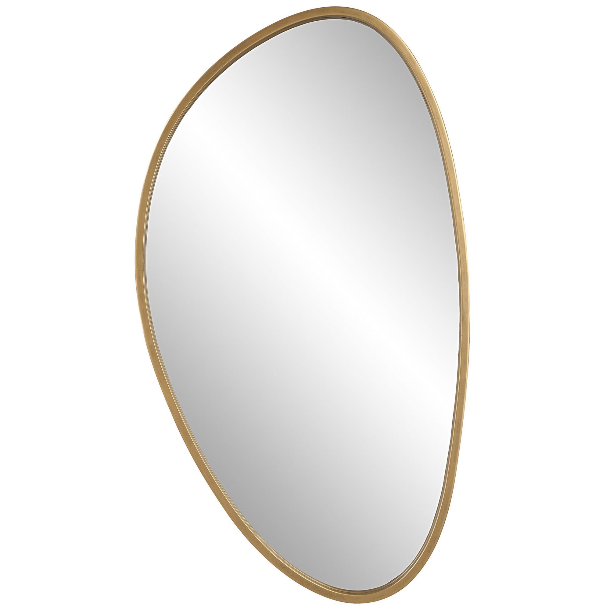 Shown in This Mirror Features An Organic Silhouette With A Modern Petite Iron Frame Finished In Aged Gold. Ma finish