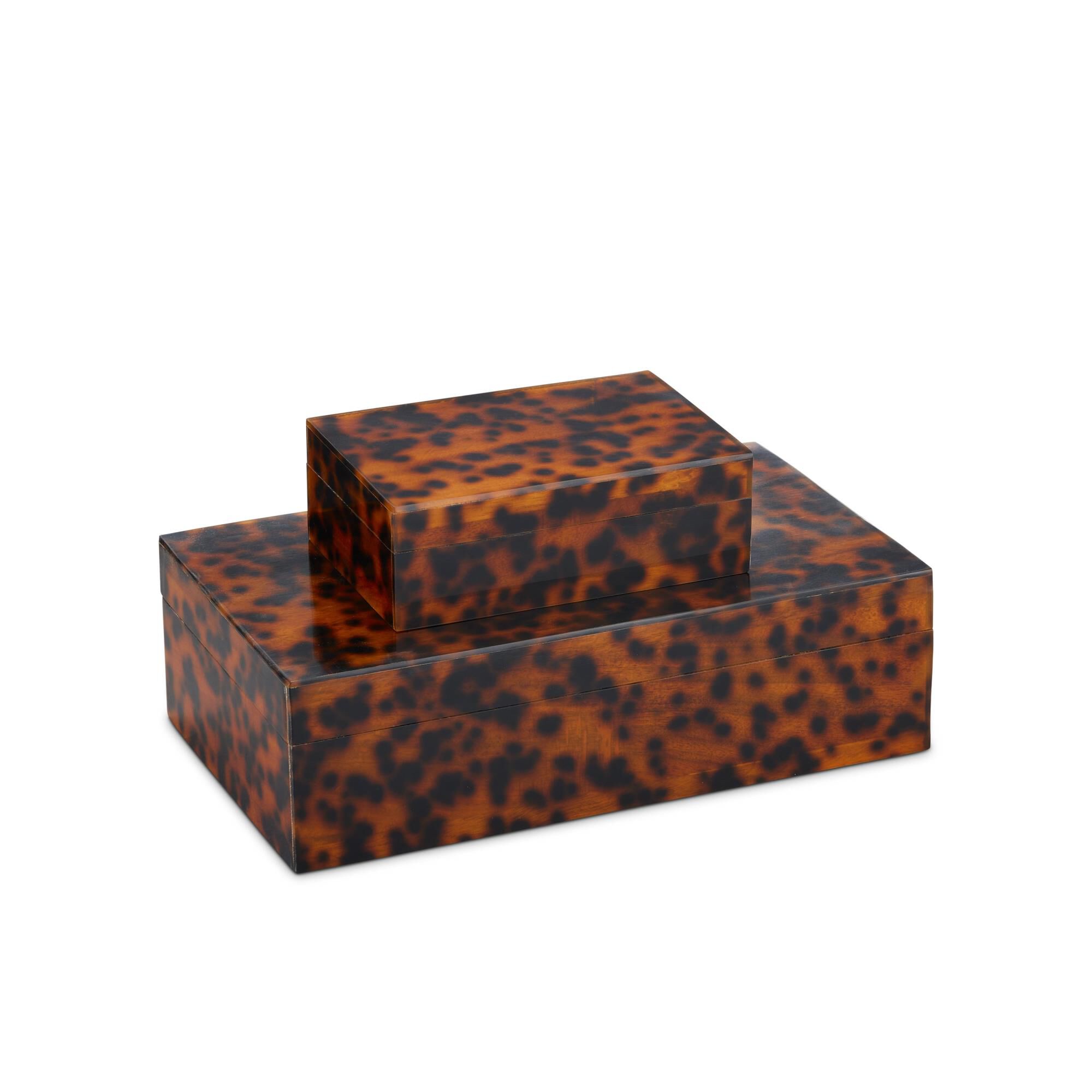 Faux Tortoise Box Set of 2 Accent Box by Currey and Company