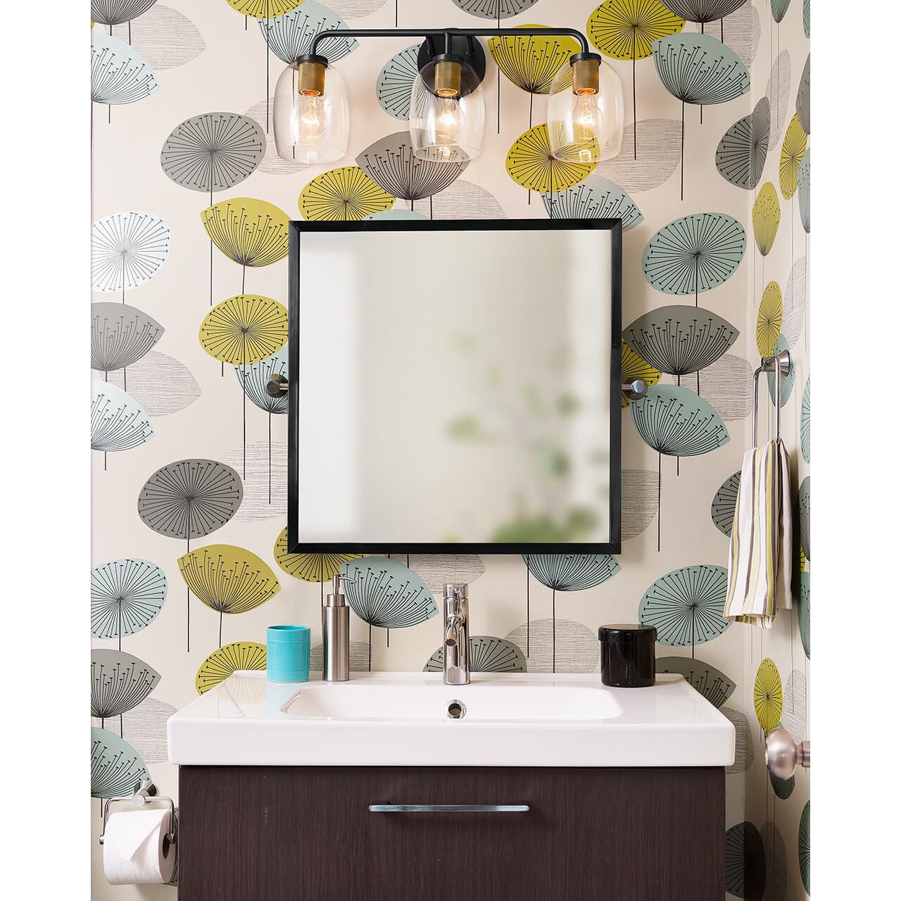 Shown in Black finish and Clear glass