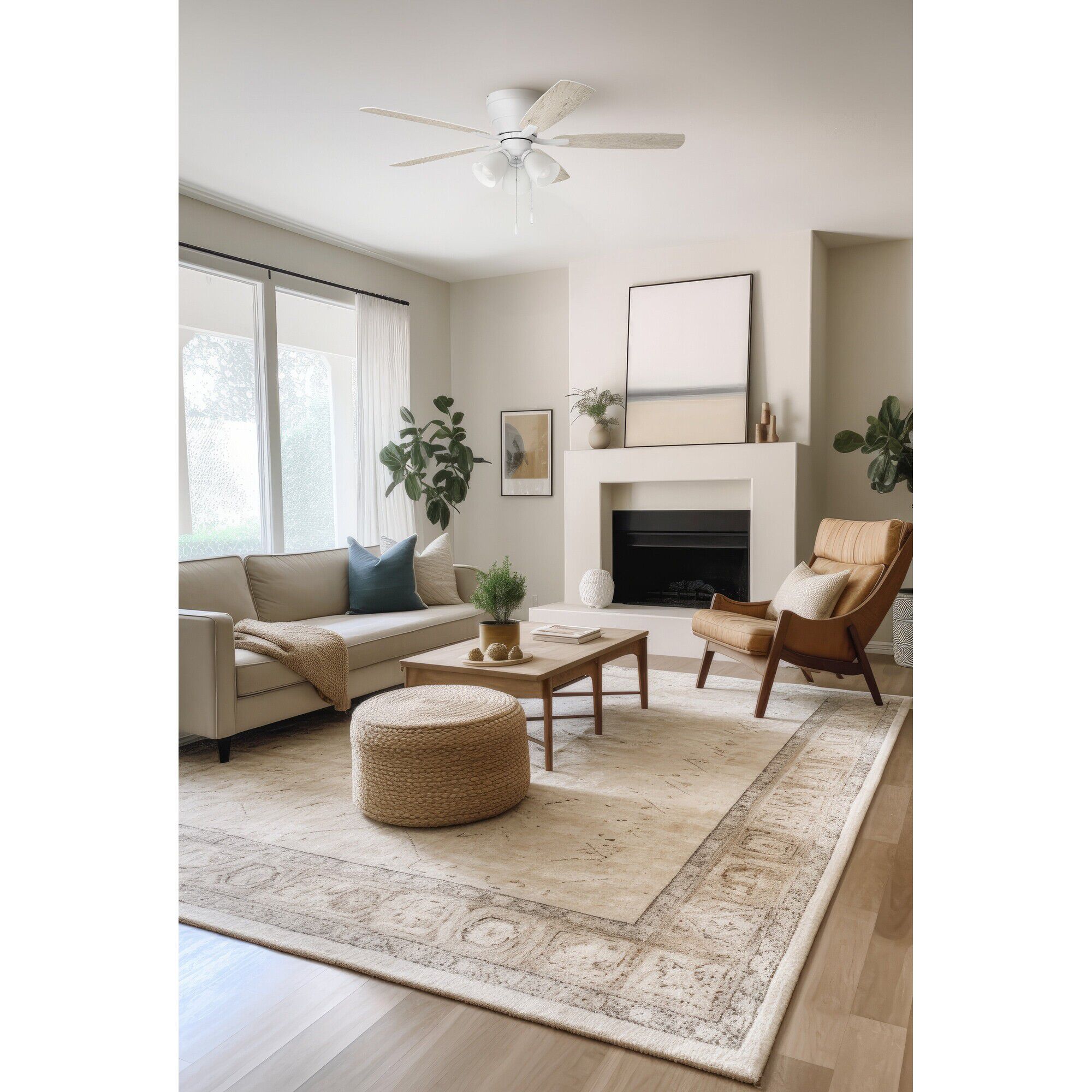 Wheeler 52 3-Light 52 Inch Flush Mount Fan with Light Kit,