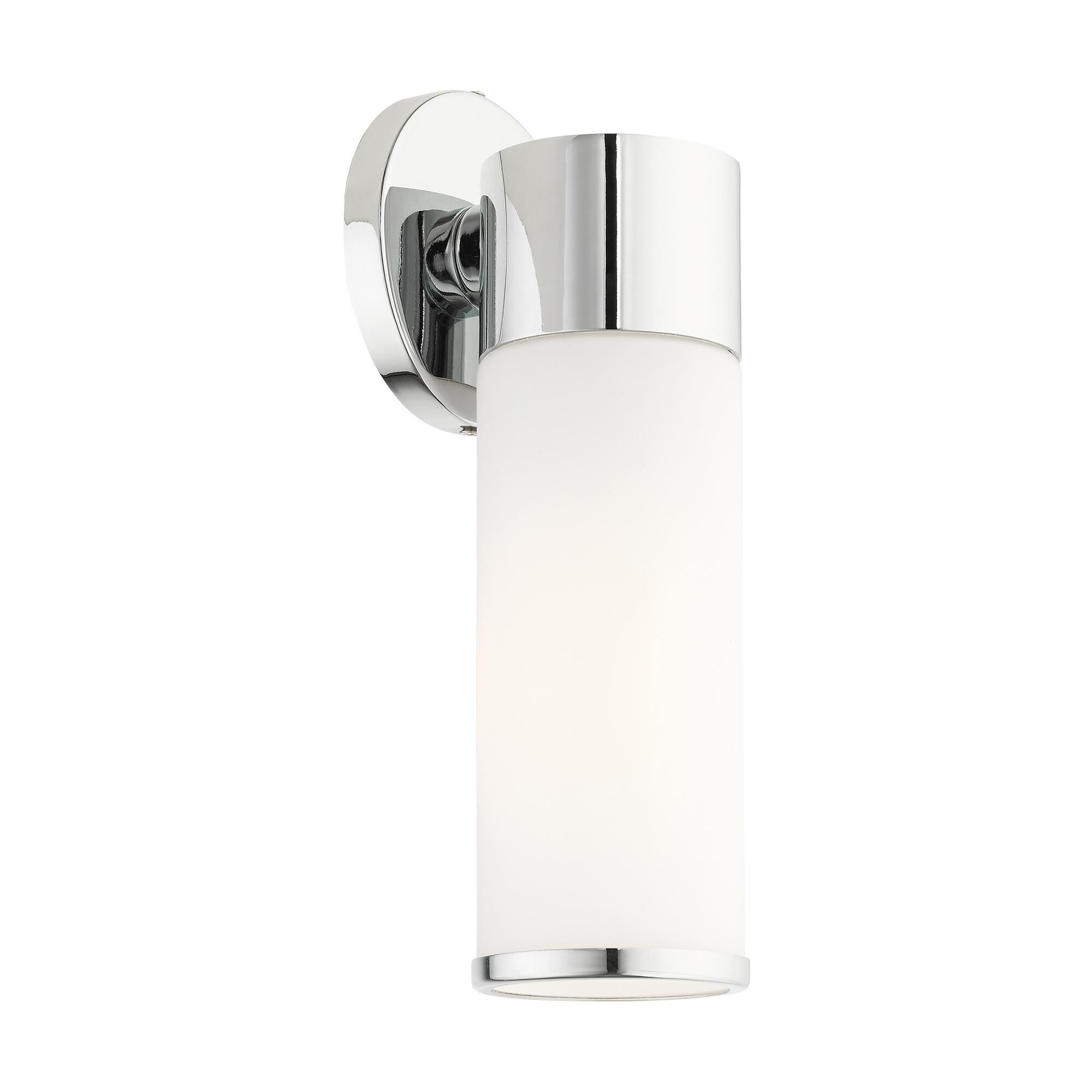 Shown in Polished Chrome finish and Satin Opal White glass