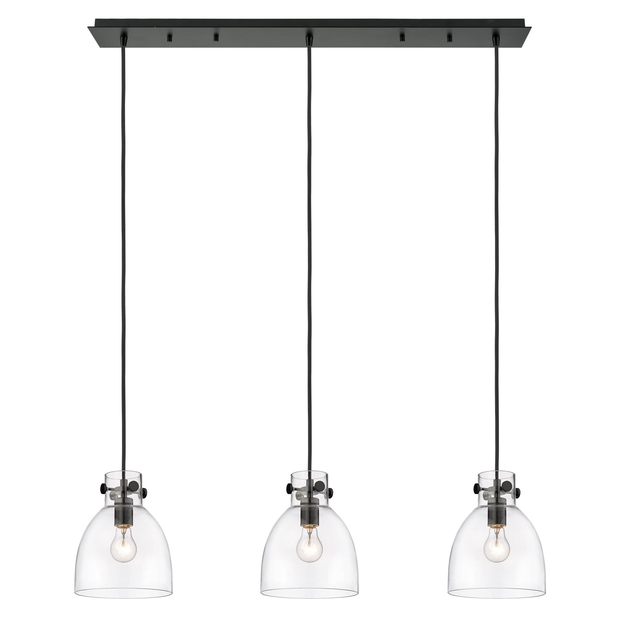 Shown in Matte Black finish and Clear glass and Clear Glass shade