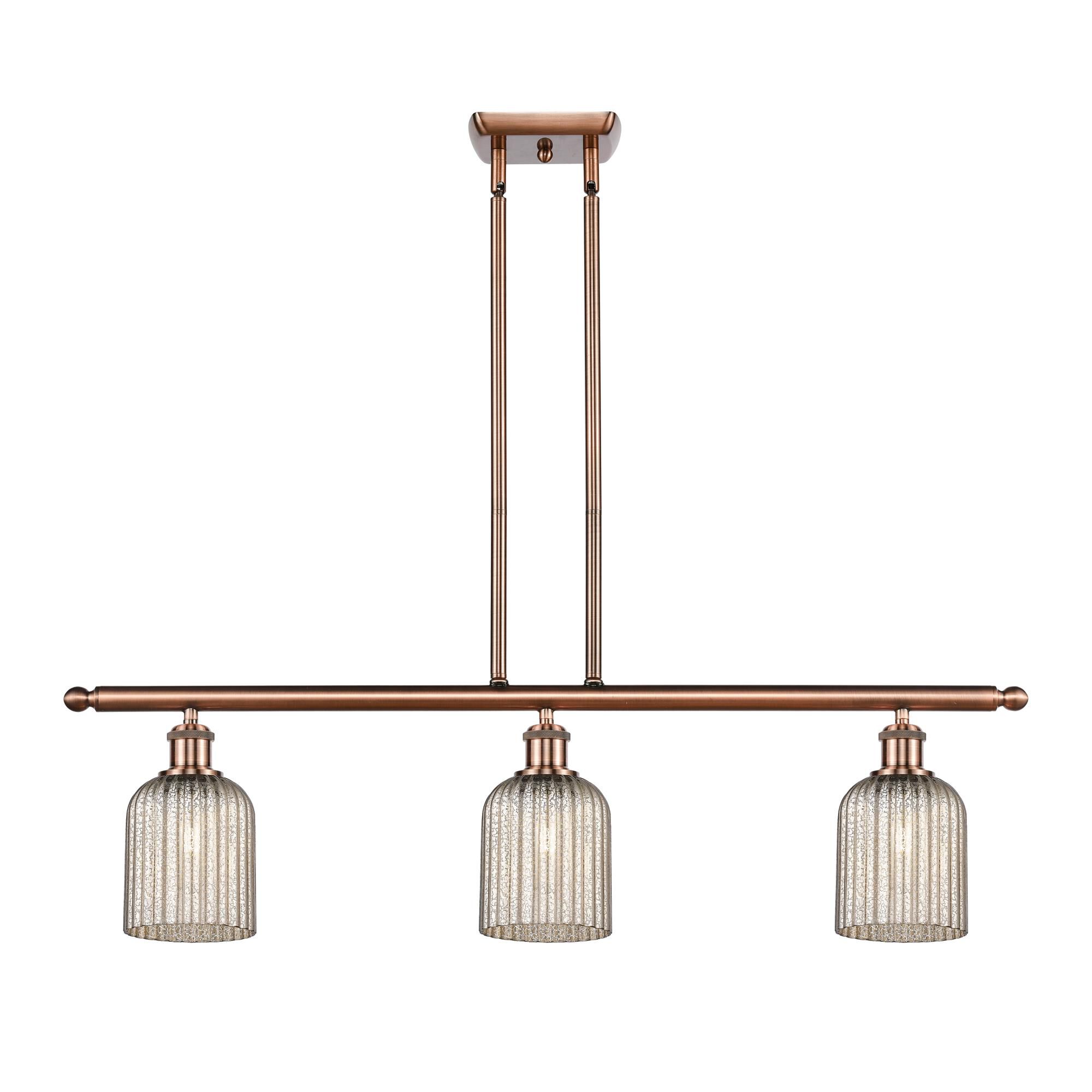 Shown in Antique Copper finish and Mercury shade