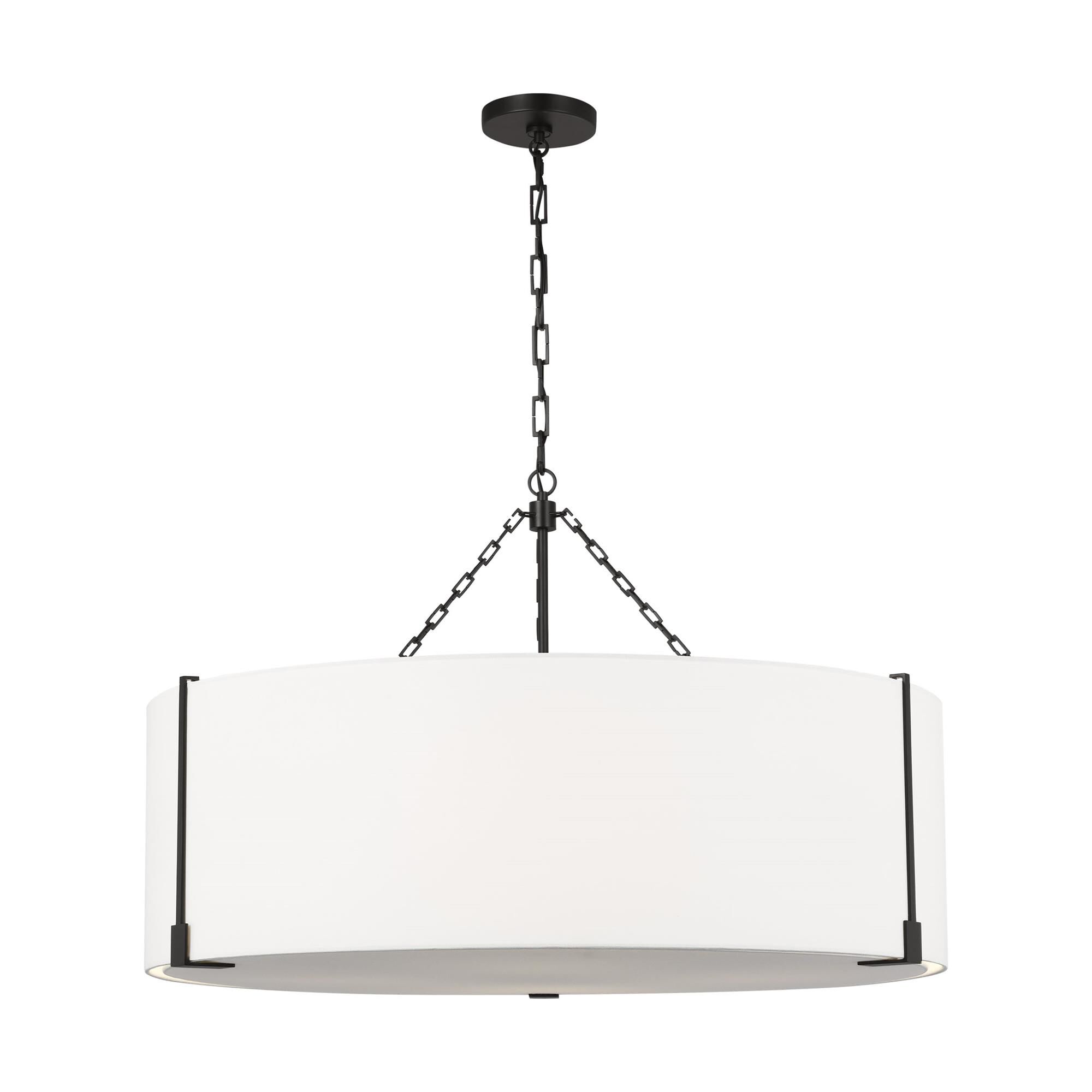Shown in Aged Iron finish and White Linen shade