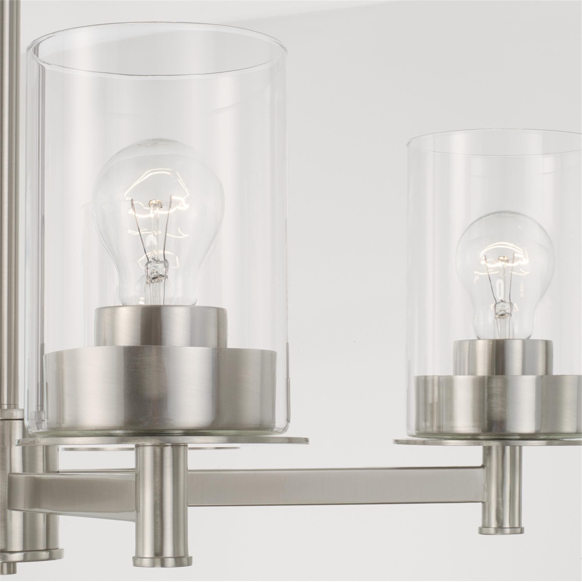 Shown in Brushed Nickel finish and Clear glass