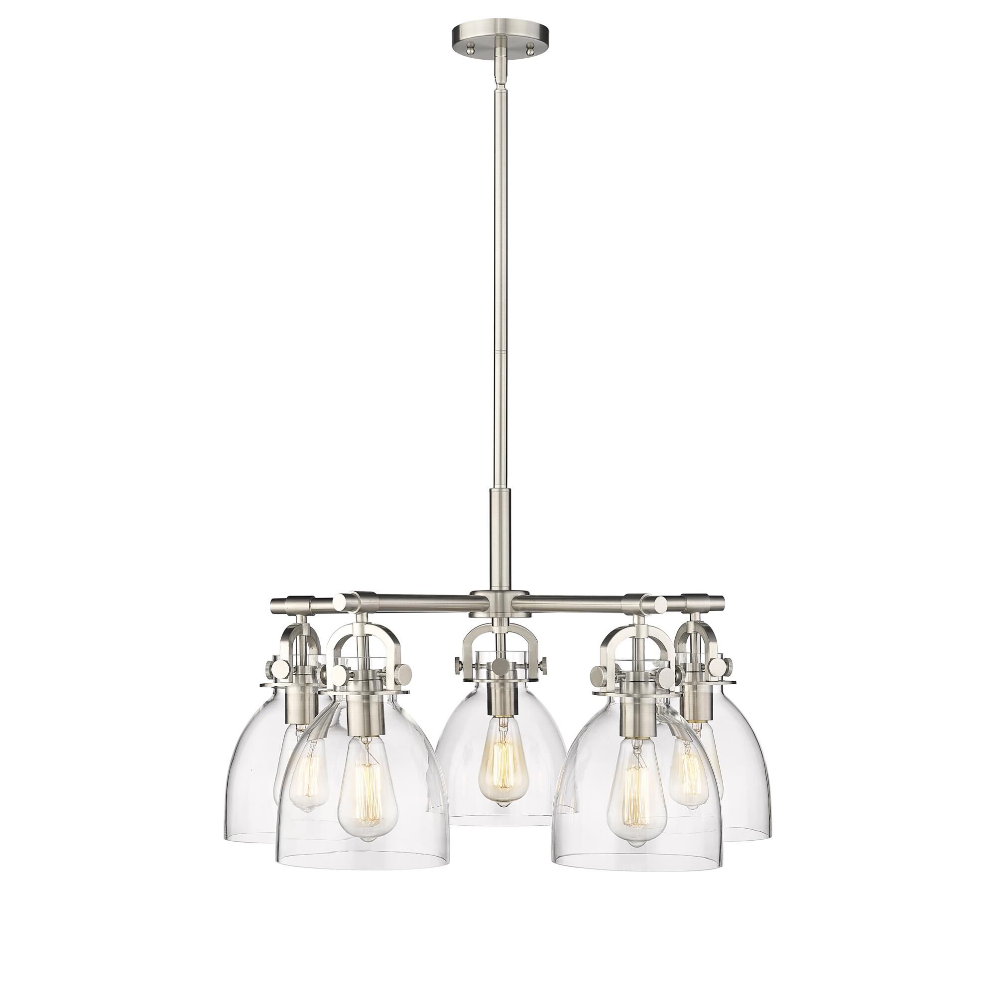 Shown in Satin Nickel finish and Clear glass