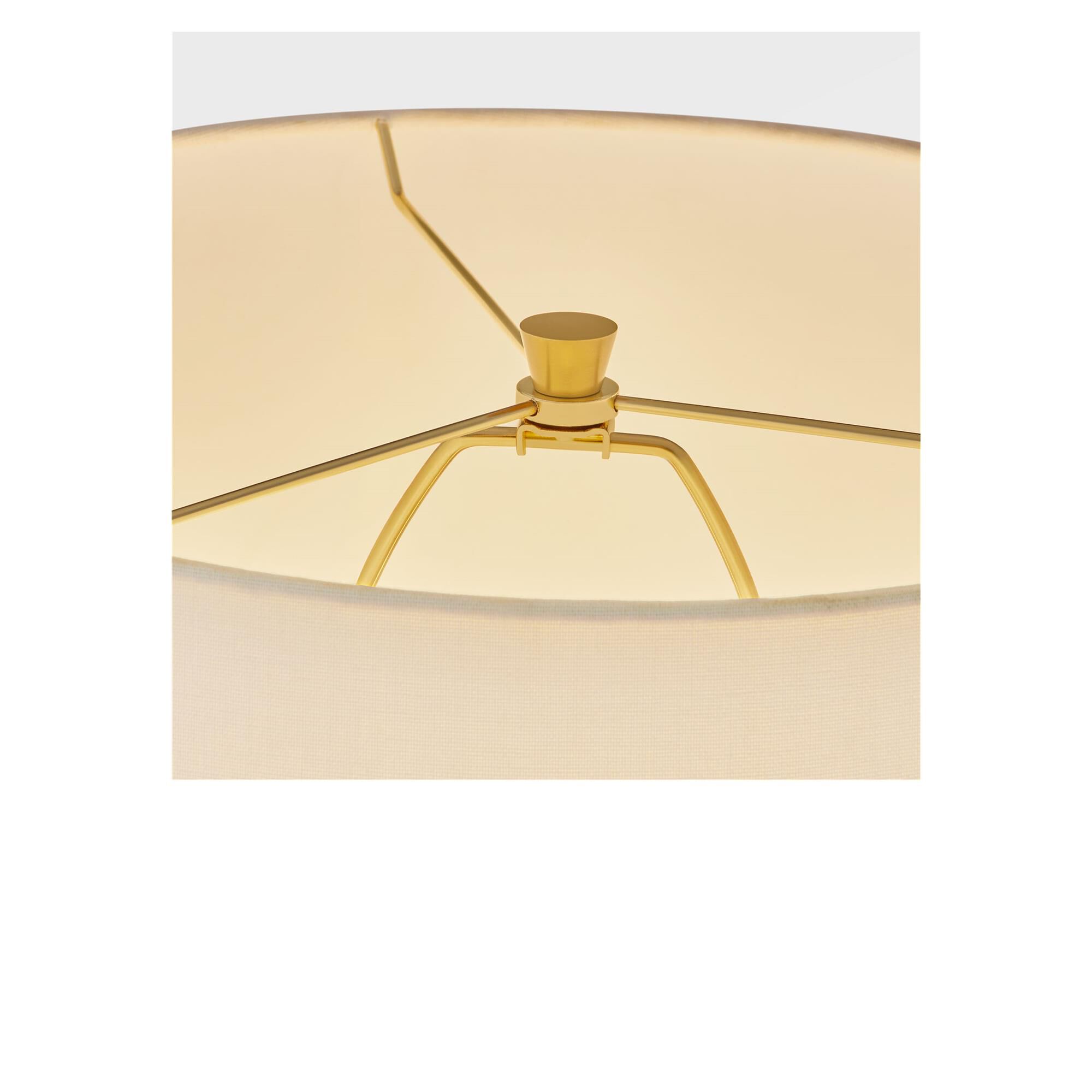 Shown in Green finish and White Linen Fabric shade