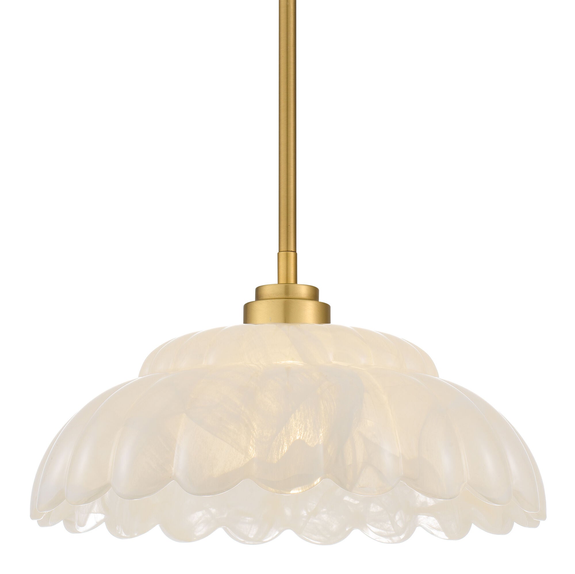 Shown in Brushed Gold finish and Alabaster Glass shade