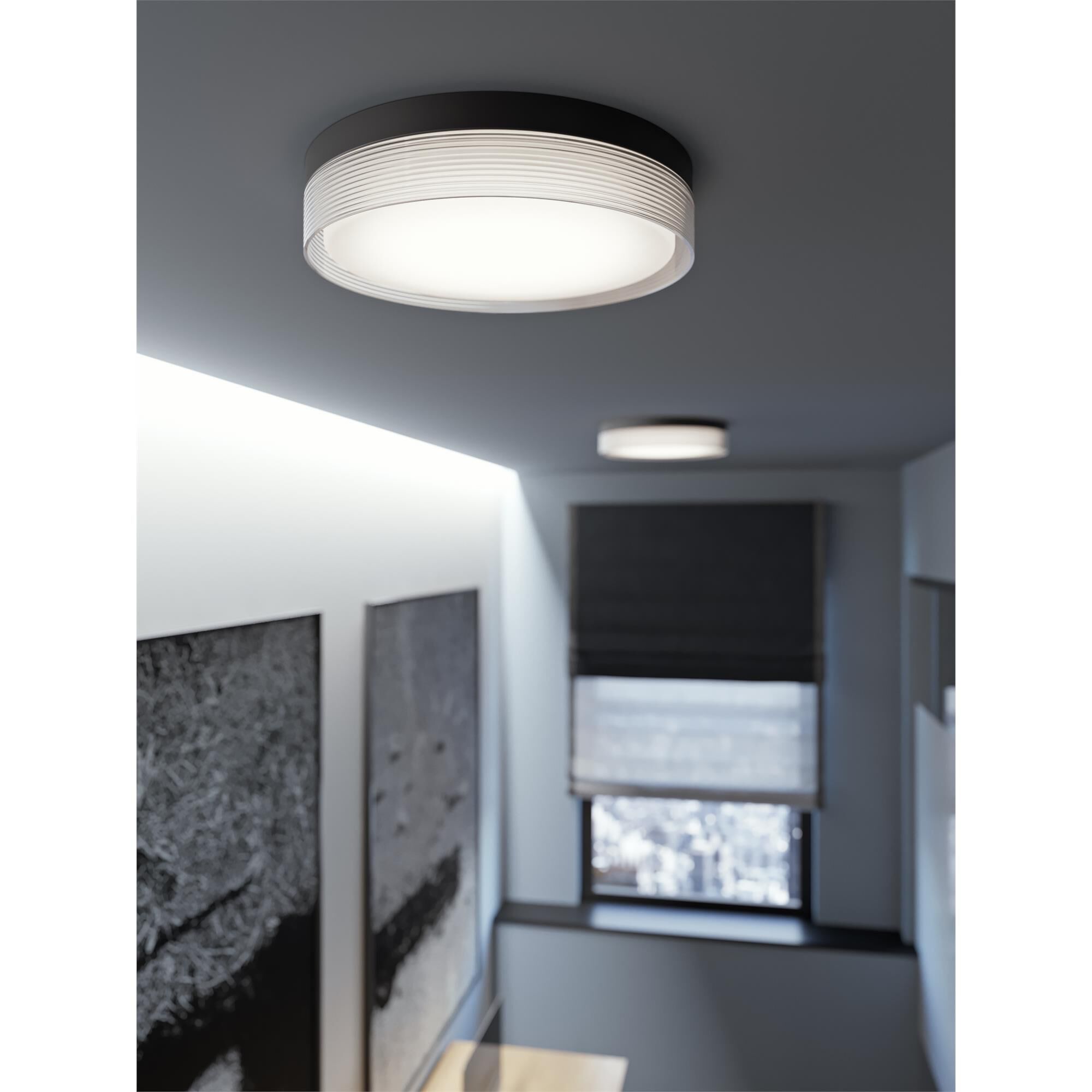 Shown in Black finish and White Acrylic shade