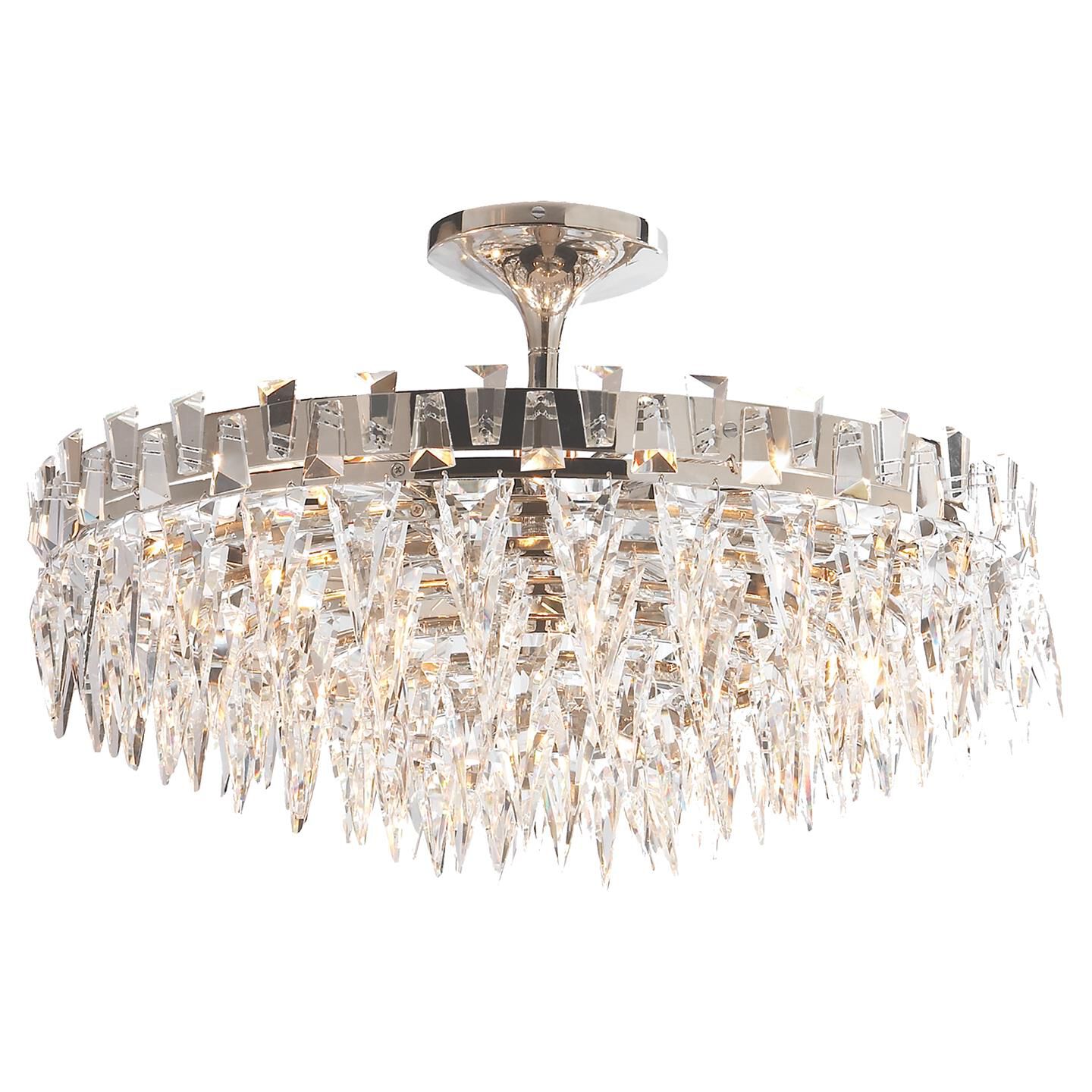 Shown in Polished Nickel finish and Crystal glass