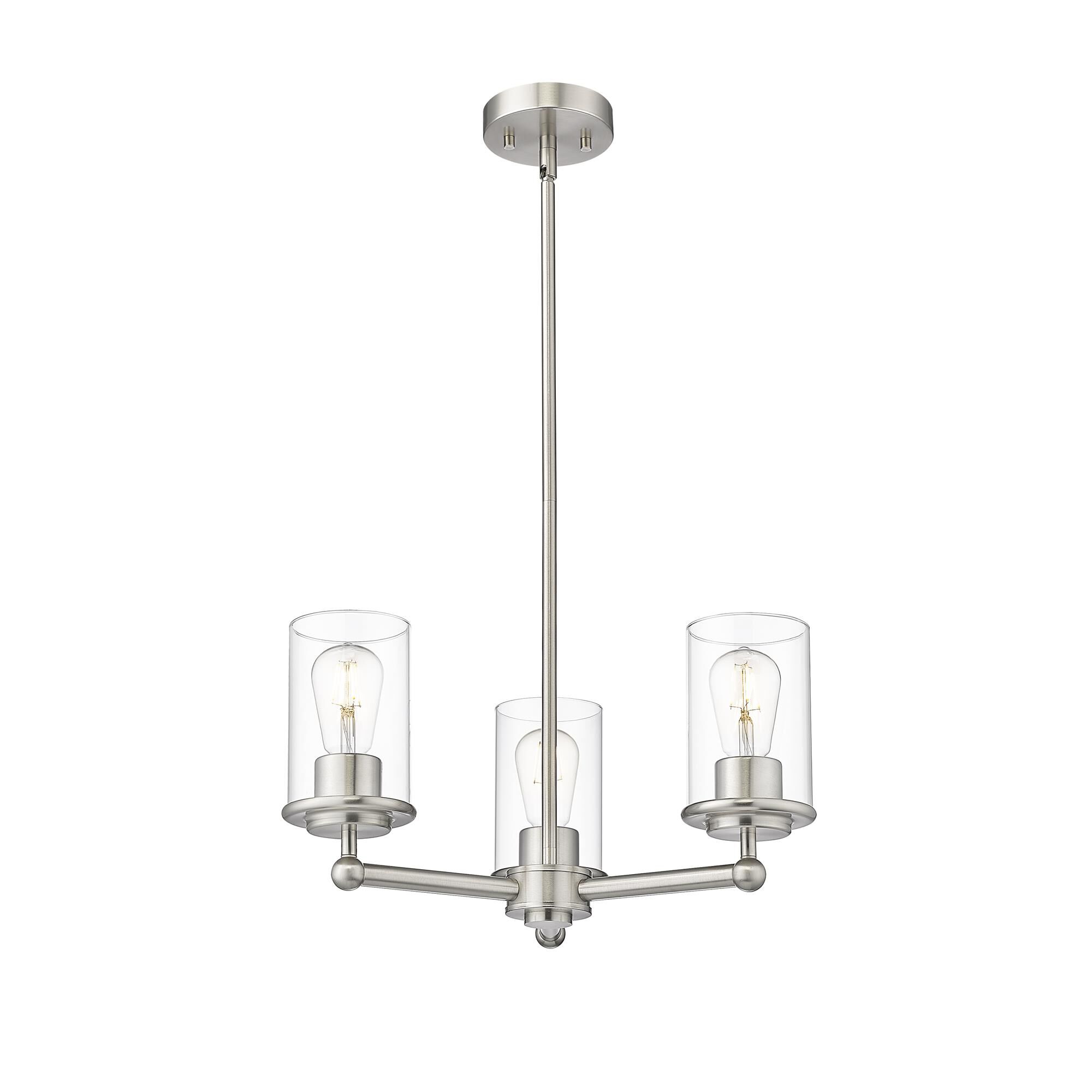 Shown in Brushed Nickel finish and Clear glass