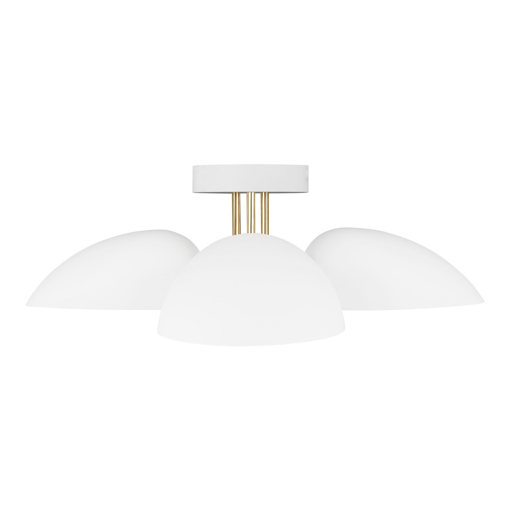 Shown in Matte White - Burnished Brass finish and Matte Whitesteel shade
