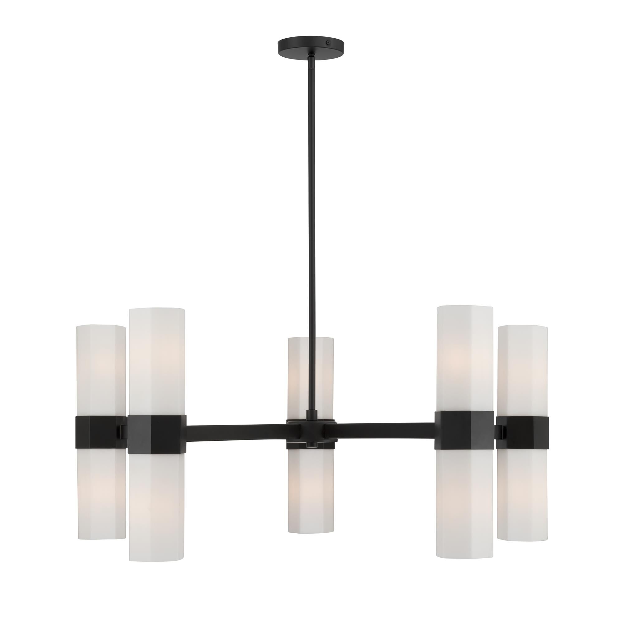Shown in Dark Matte Black finish and Etched Opal glass
