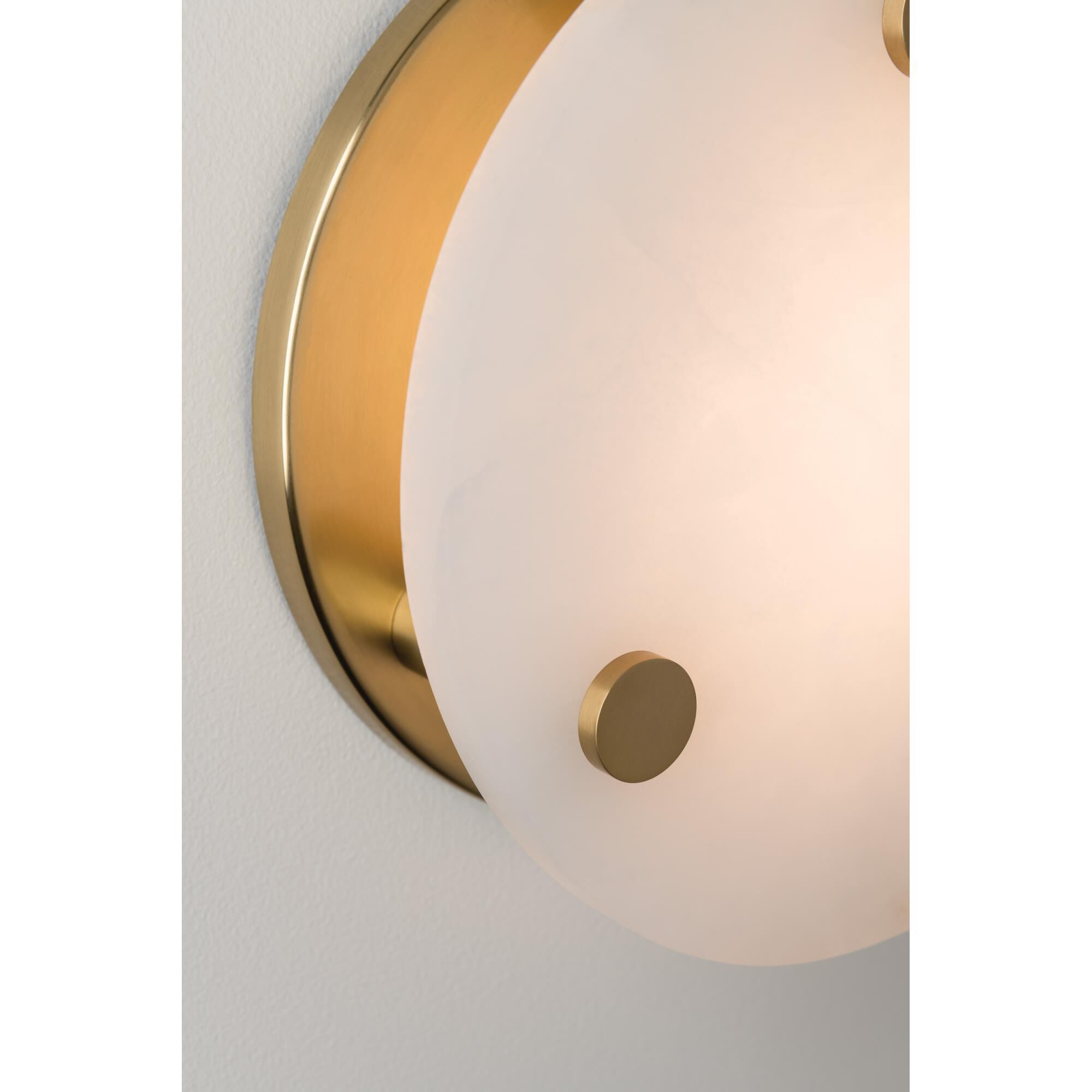 Shown in Aged Brass finish and White Alabaster glass