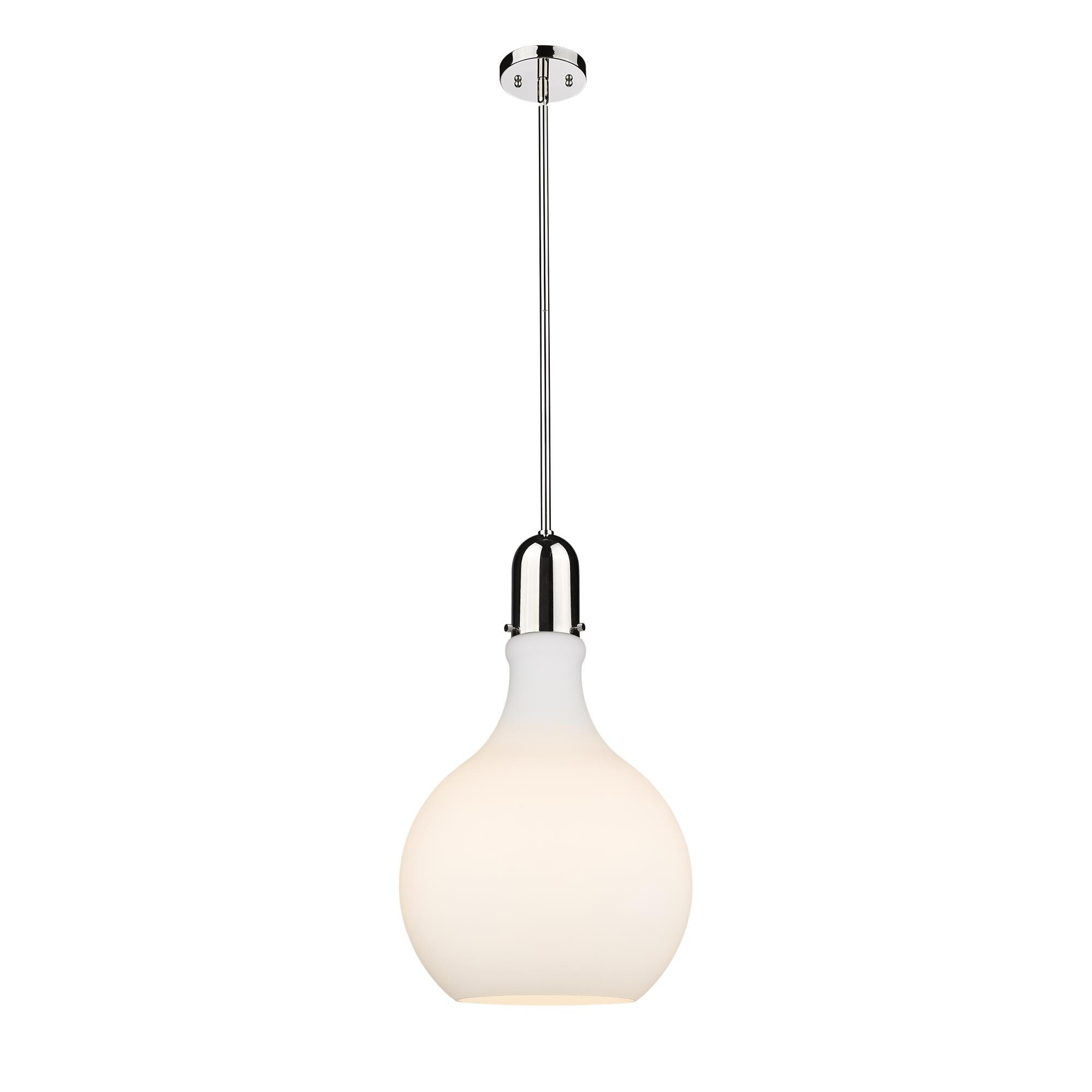 Shown in Polished Nickel finish and Matte White glass