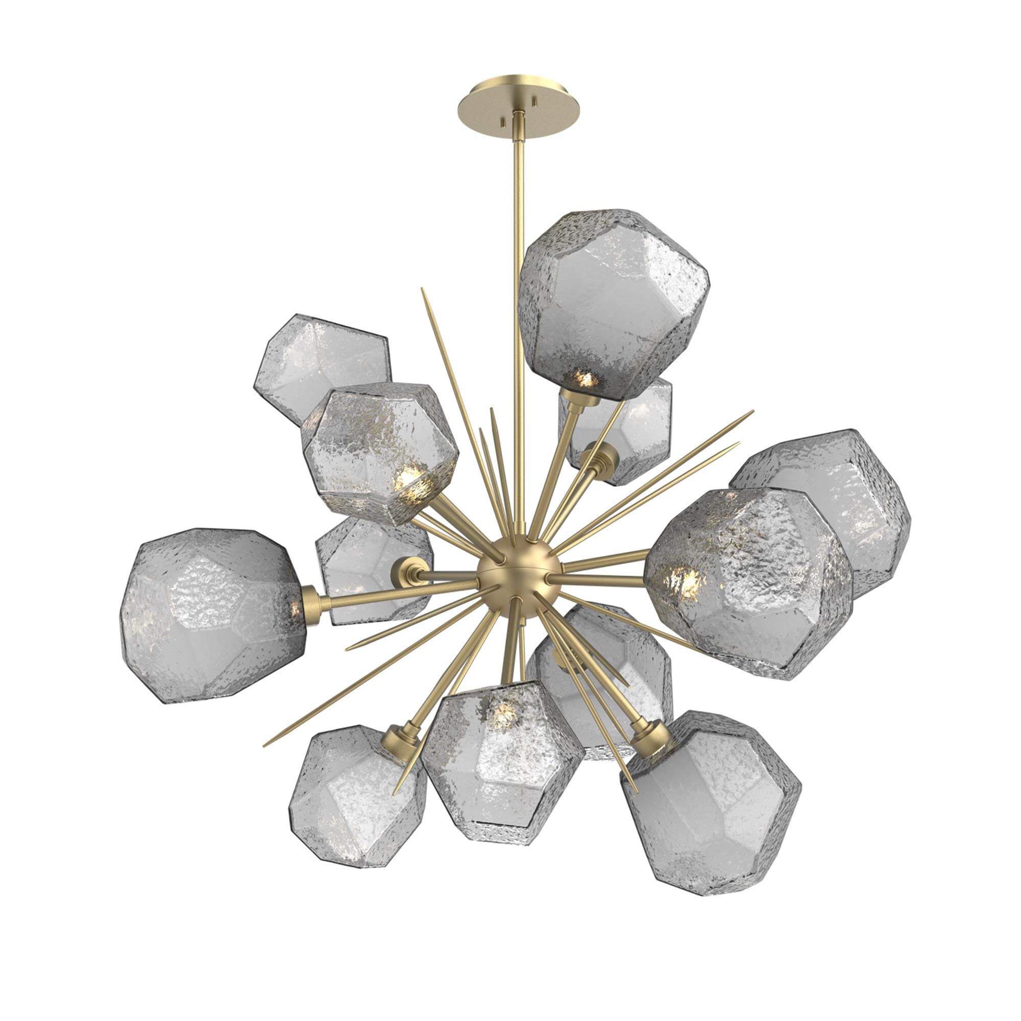 Shown in Gilded Brass finish and Smoke glass