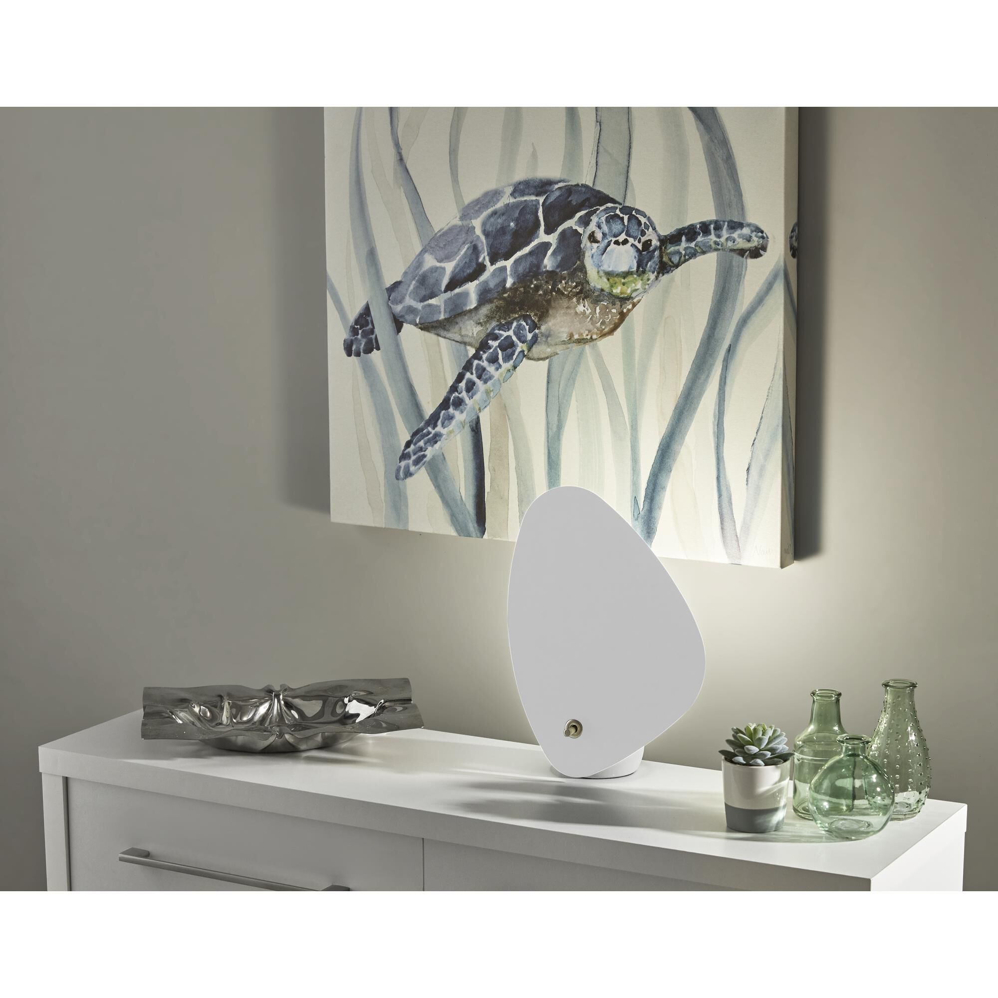 Shown in White with Antique Brass Accent finish and White Metal shade