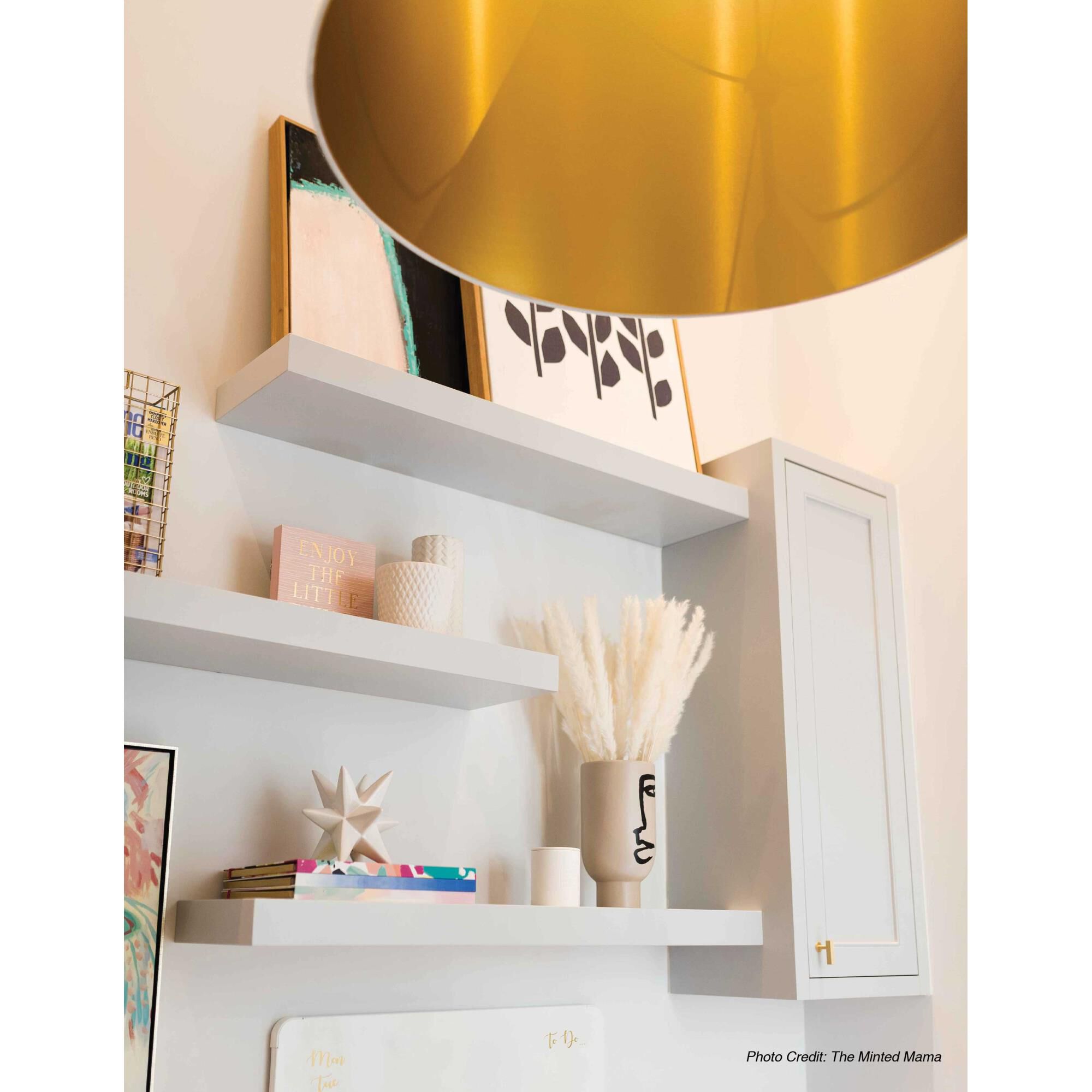 Shown in White finish and White on Gold Fabric shade