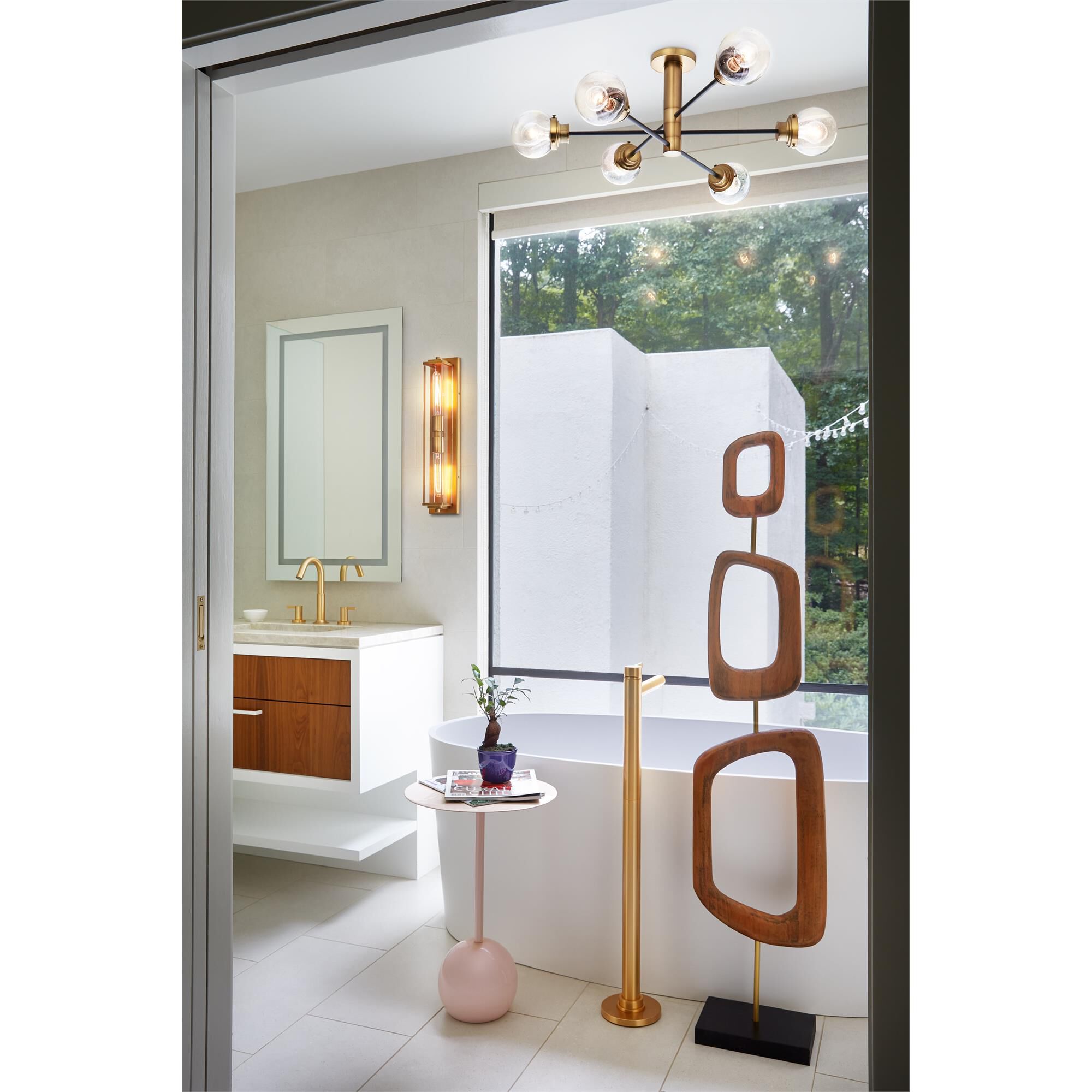 Shown in Black with Heritage Brass Accents finish and Clear Seedy glass