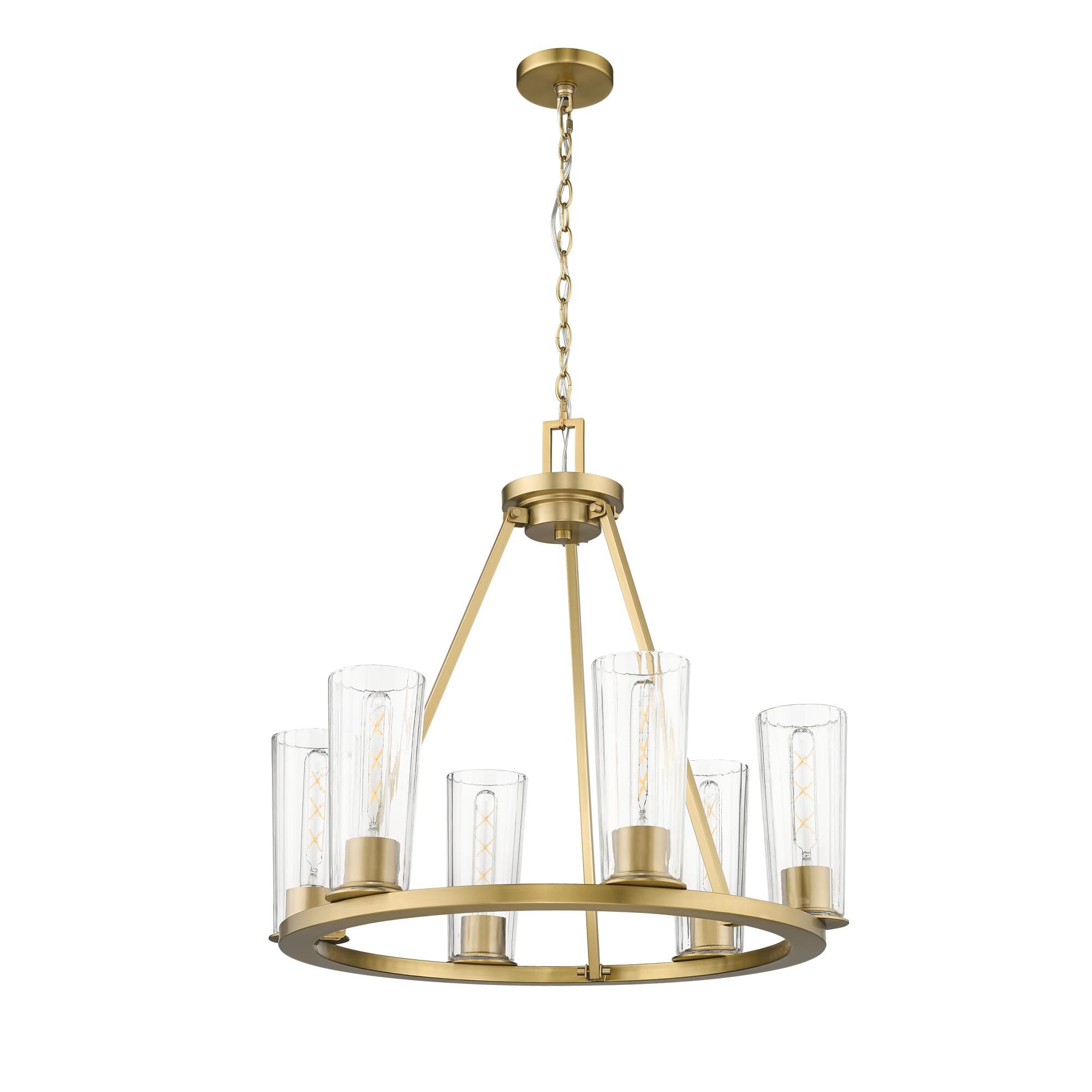 Shown in Modern Gold finish and Clear glass and Clear shade